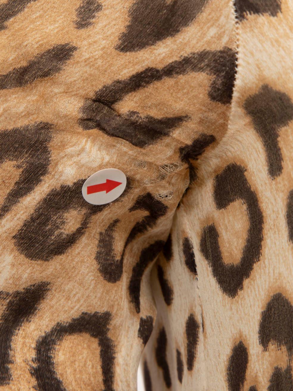 Women's Roberto Cavalli Brown Silk Leopard Crystal Dress Size XS For Sale