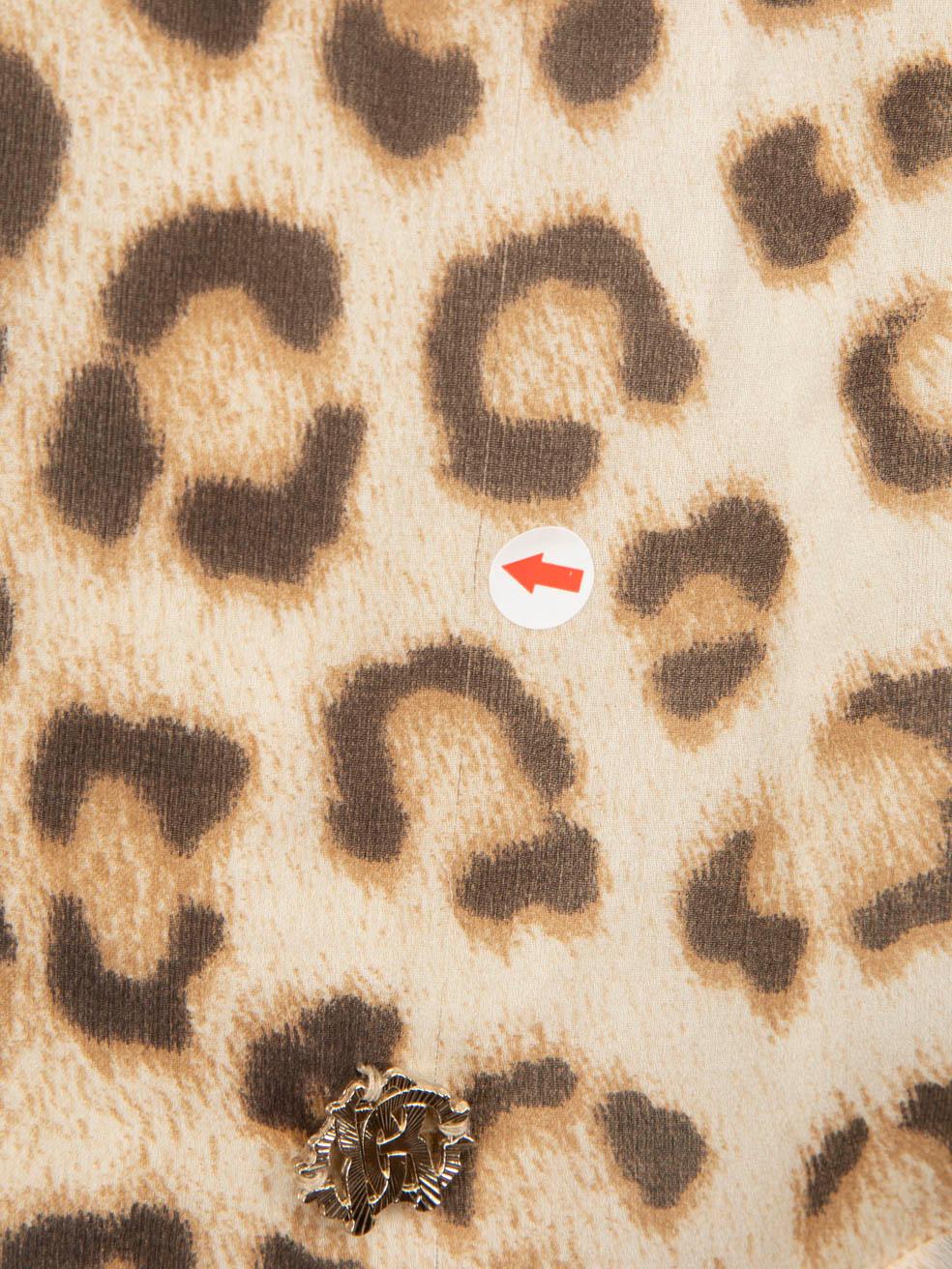 Roberto Cavalli Brown Silk Leopard Crystal Dress Size XS For Sale 3