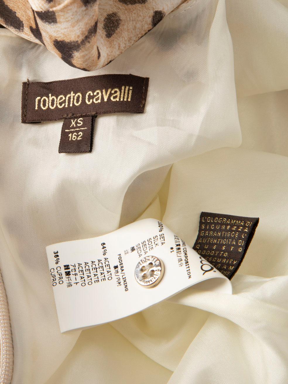 Roberto Cavalli Brown Silk Leopard Crystal Dress Size XS For Sale 4