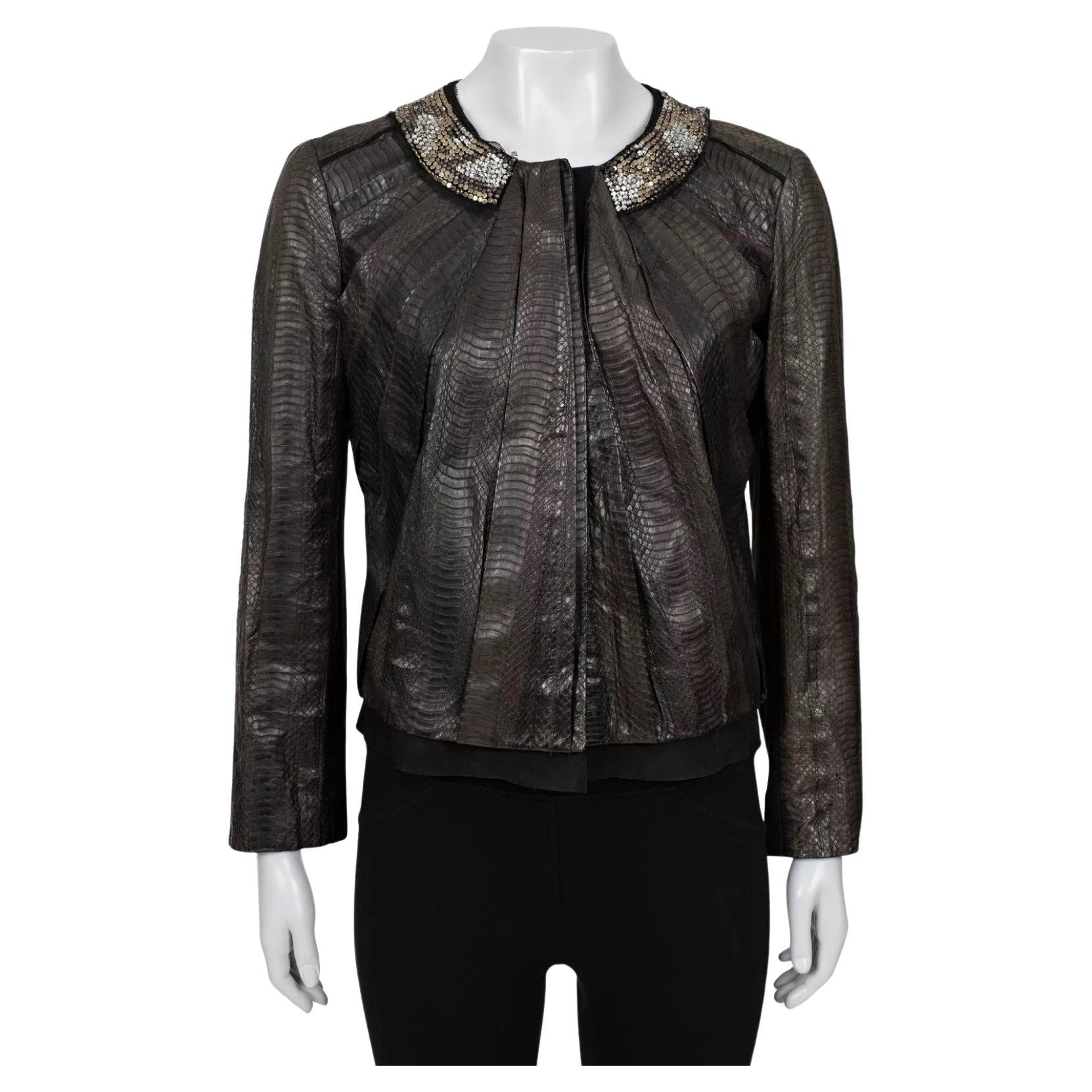 Roberto Cavalli in pelle di serpente marrone  Giacca in pelle scamosciata - Taglia 42