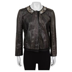 Roberto Cavalli Brown Snakeskin  Suede Jacket - Size 42