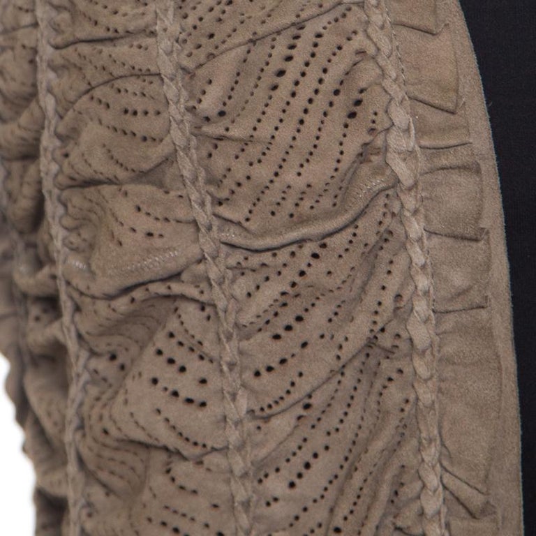 Roberto Cavalli Brown Suede Perforated Fringed Vest S For Sale at 1stDibs