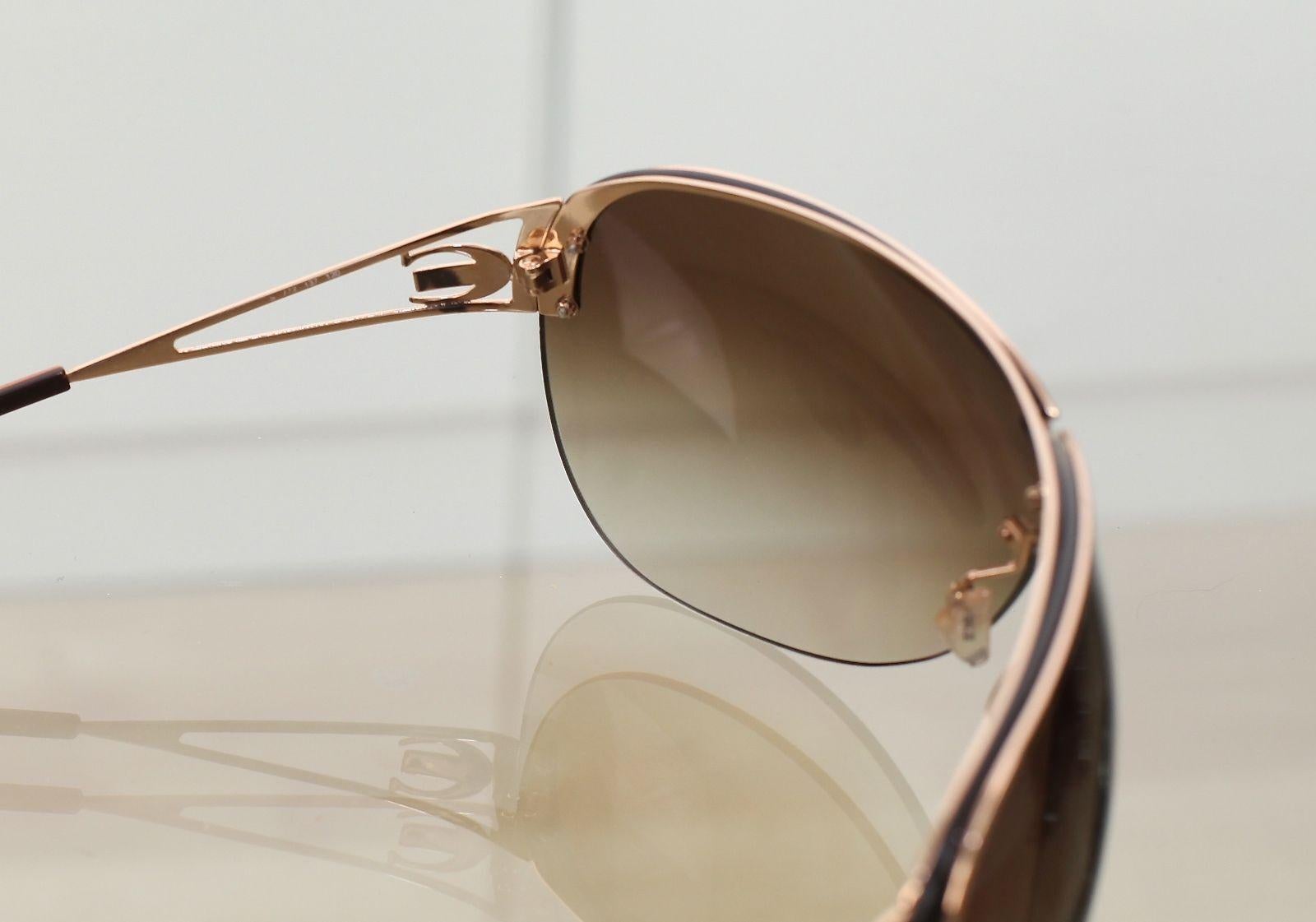 ROBERTO CAVALLI Brown Sunglasses Gradient Lens Shield Gold Hardware W/Case 2