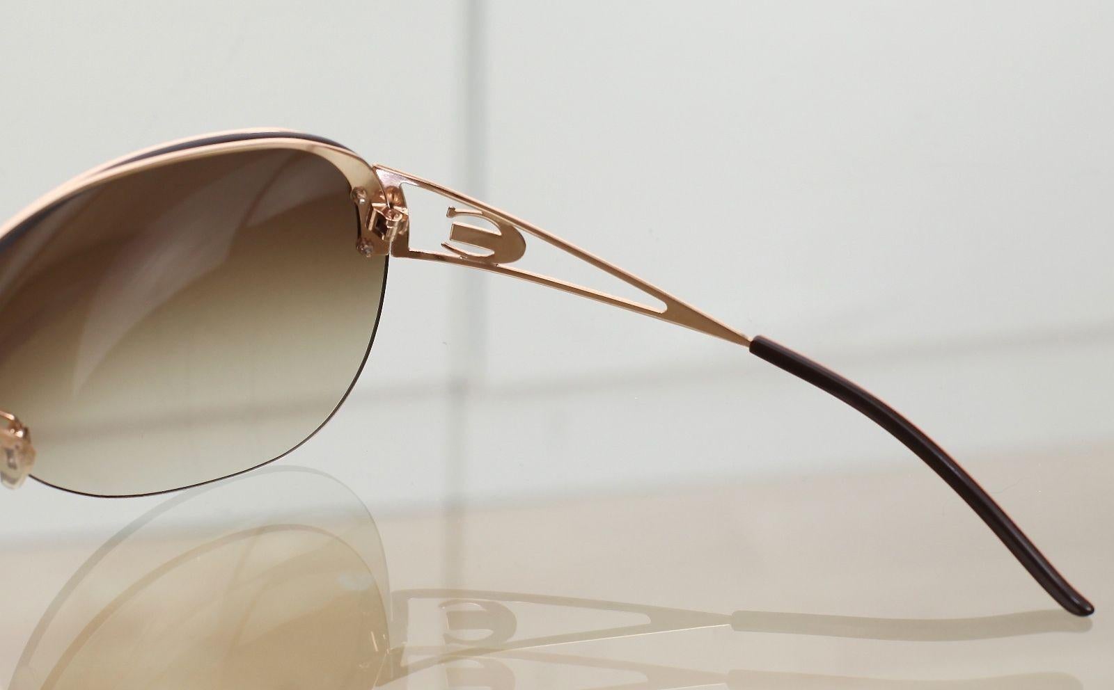 ROBERTO CAVALLI Brown Sunglasses Gradient Lens Shield Gold Hardware W/Case For Sale 3