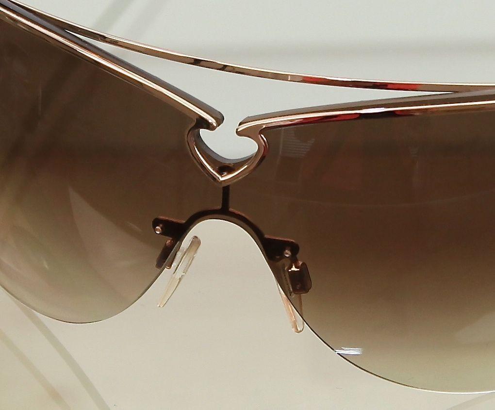 ROBERTO CAVALLI Brown Sunglasses Gradient Lens Shield Gold Hardware W/Case 5