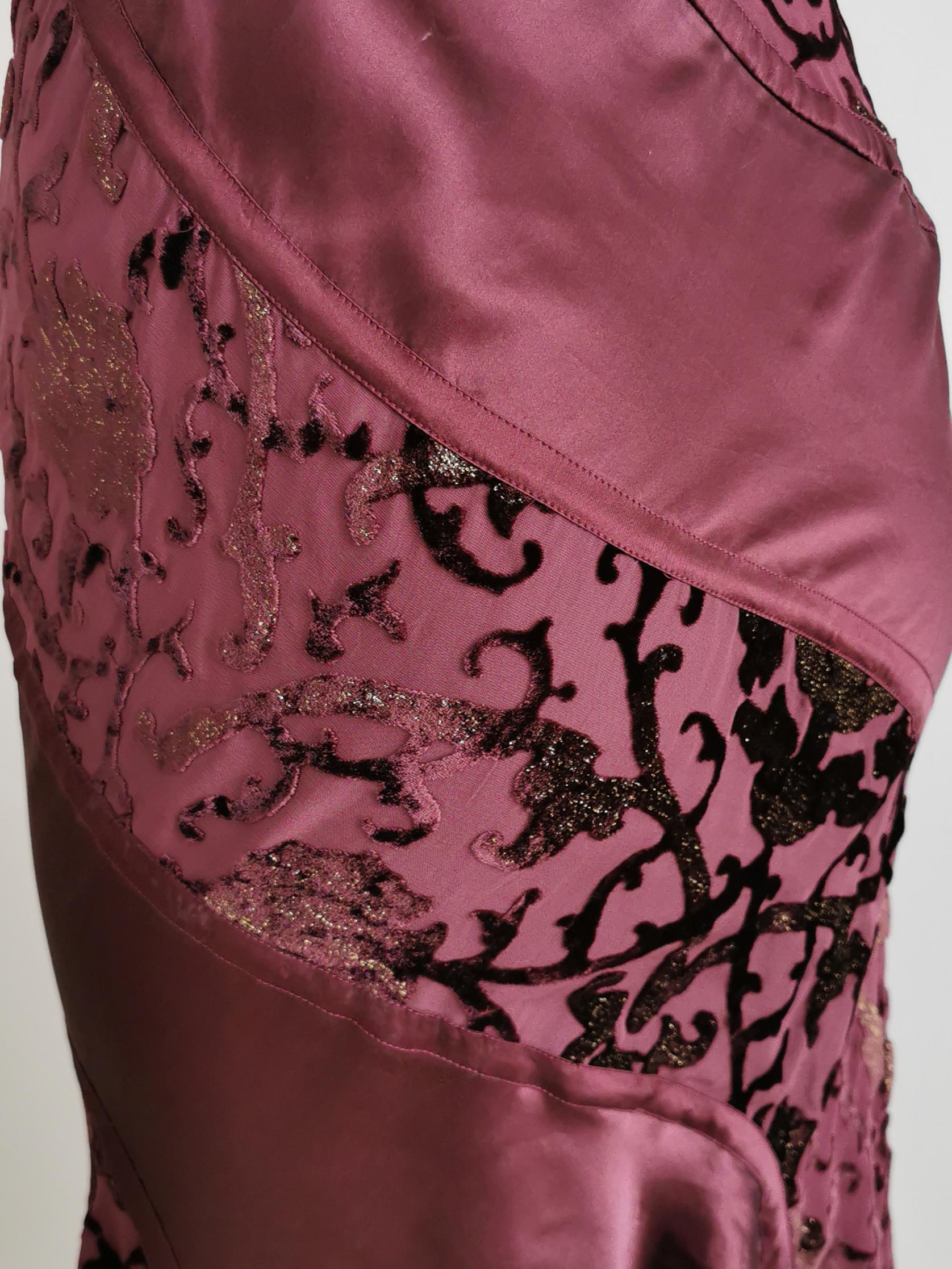 Women's Roberto Cavalli burgandy brocade dress, FW 2004 For Sale