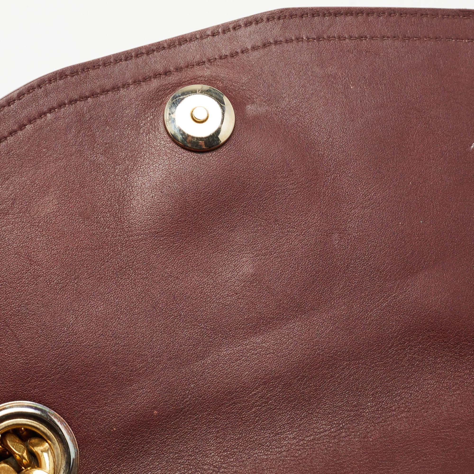 Roberto Cavalli Burgundy Leather Chain Shoulder Bag 6