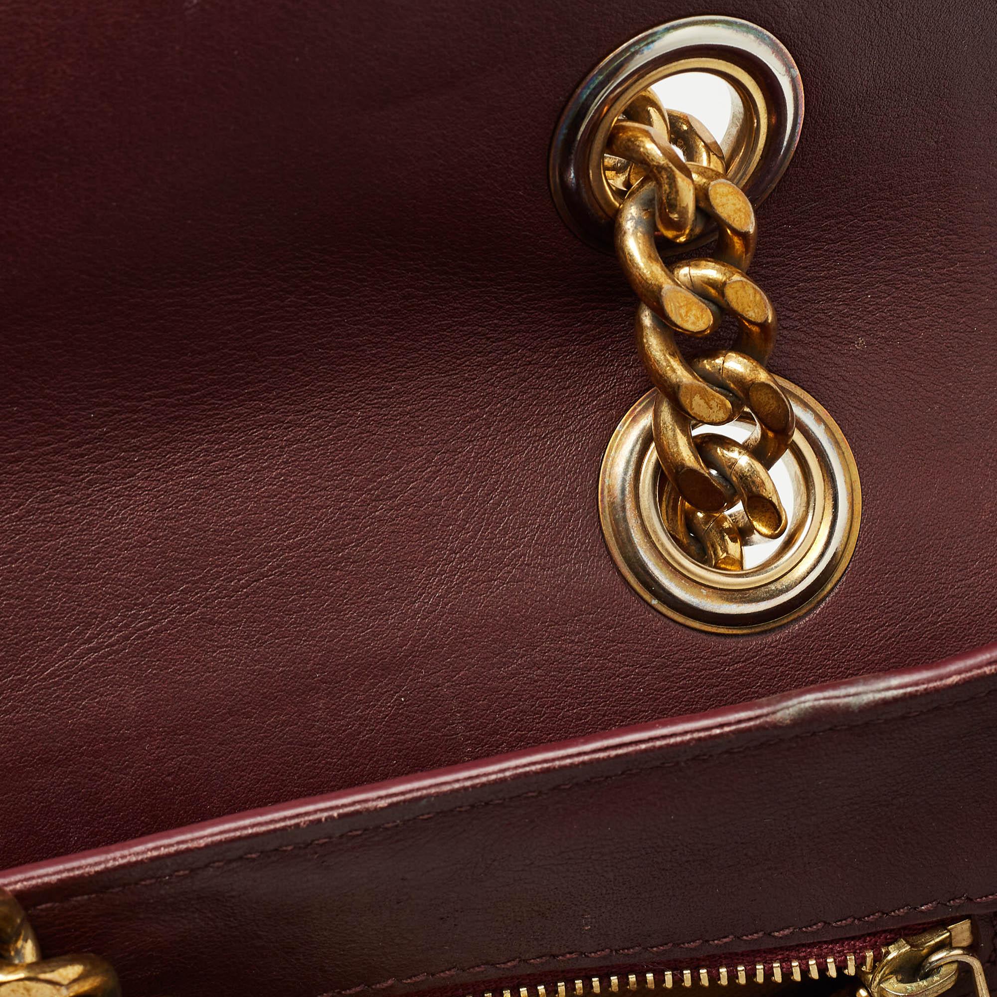 Roberto Cavalli Burgundy Leather Chain Shoulder Bag 4