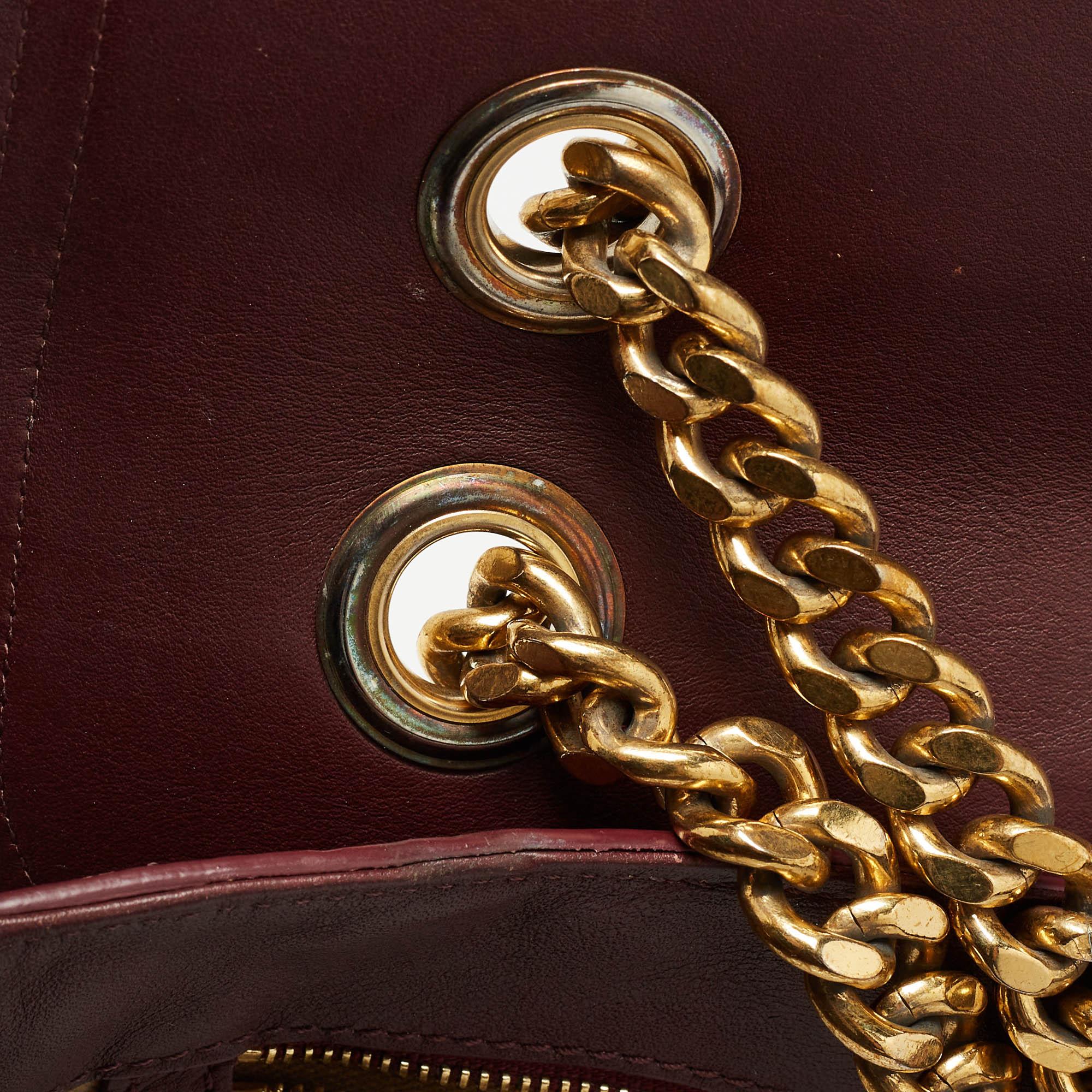 Roberto Cavalli Burgundy Leather Chain Shoulder Bag 5