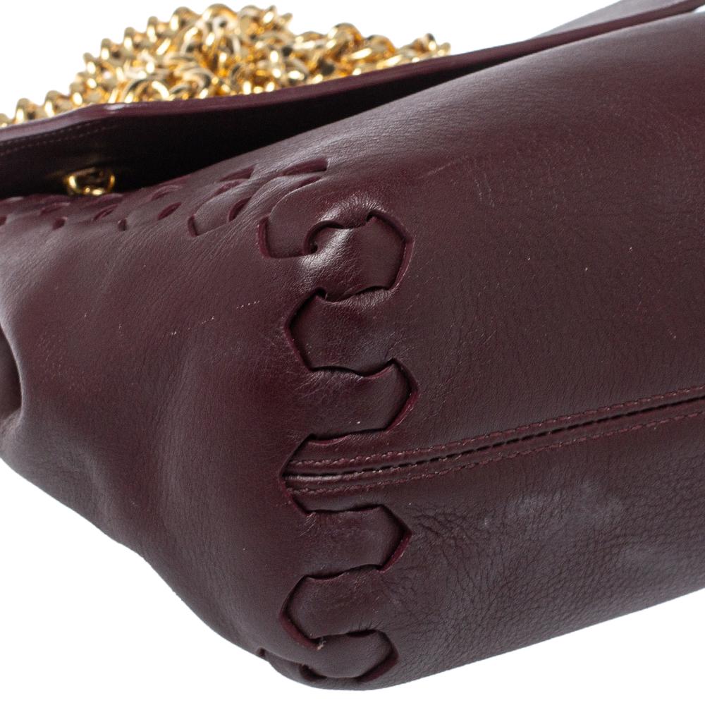 Roberto Cavalli Burgundy Leather Chain Shoulder Bag 4