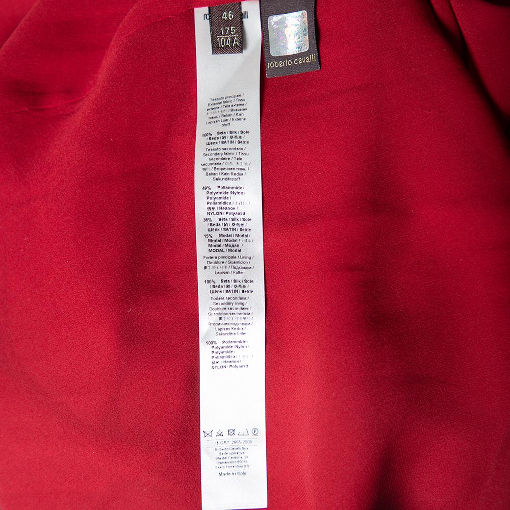 Roberto Cavalli Burgundy Silk Embellished Lace Sleeve Detail Maxi Dress L In Good Condition In Dubai, Al Qouz 2