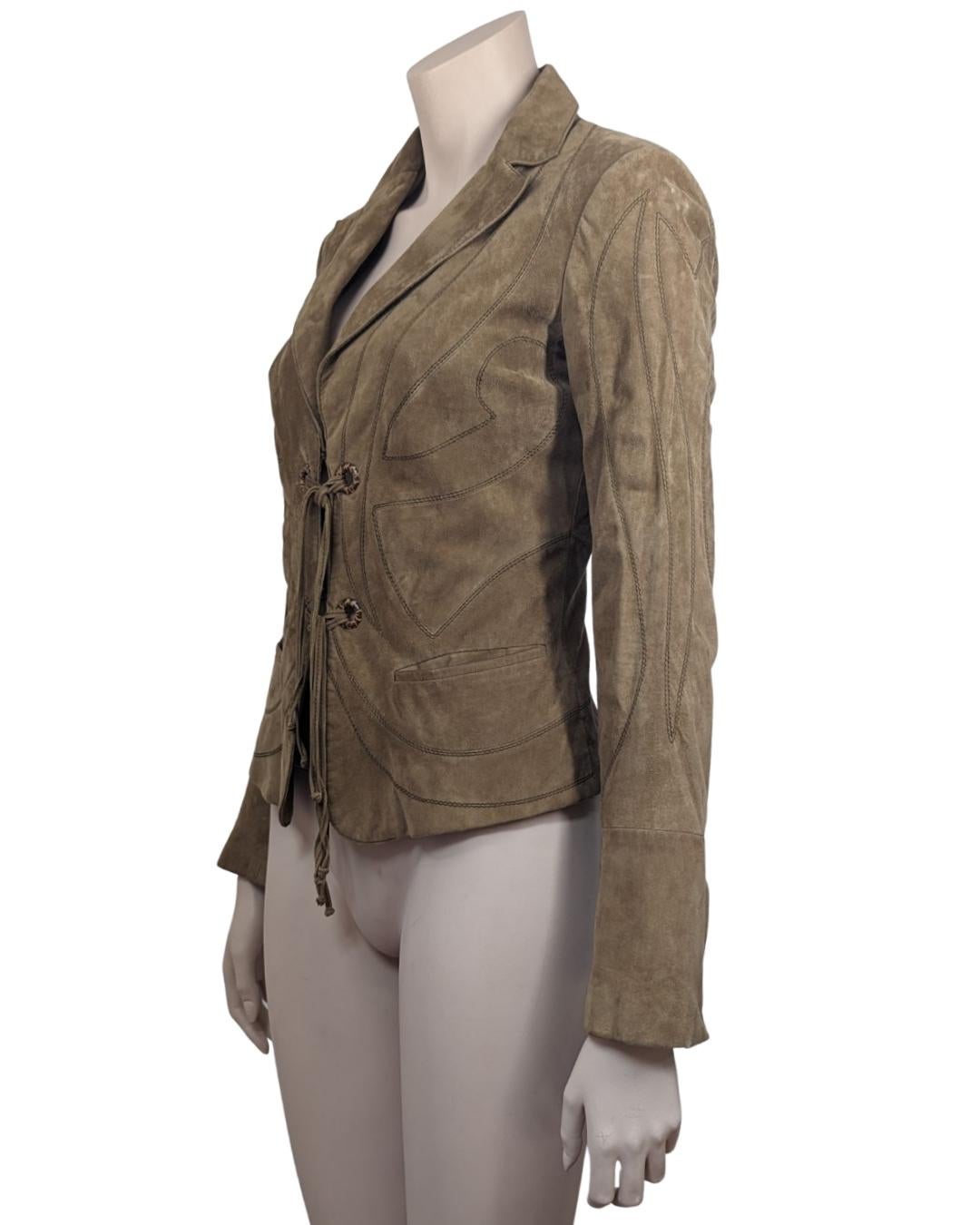 Roberto Cavalli Butterfly Suede Leather Jacket For Sale 3