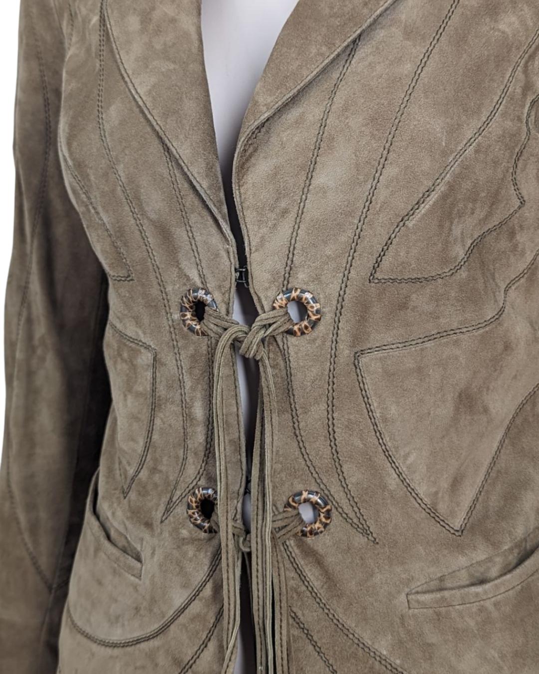 Roberto Cavalli Butterfly Suede Leather Jacket For Sale 5