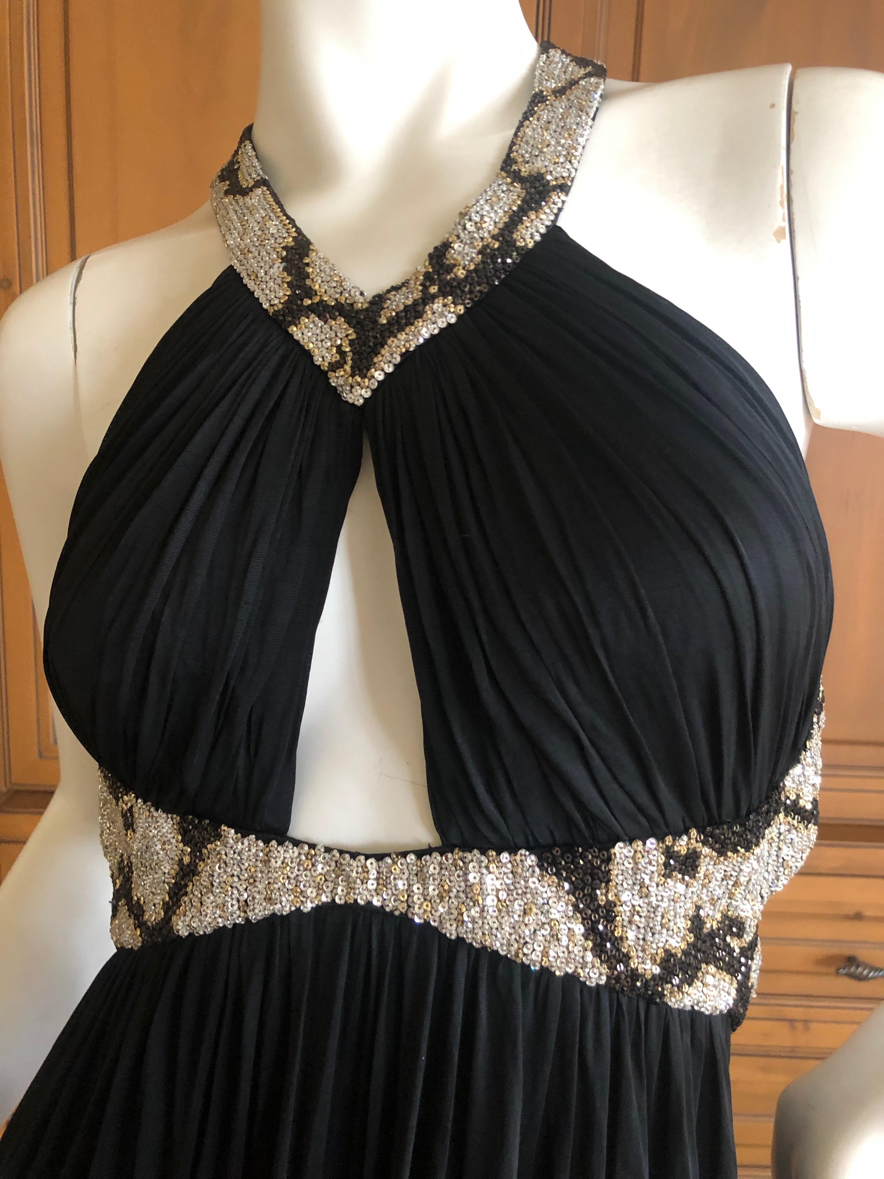 Roberto Cavalli by Dundas Sexyback Black Dress w Swarovski Crystal Beaded Trim 1