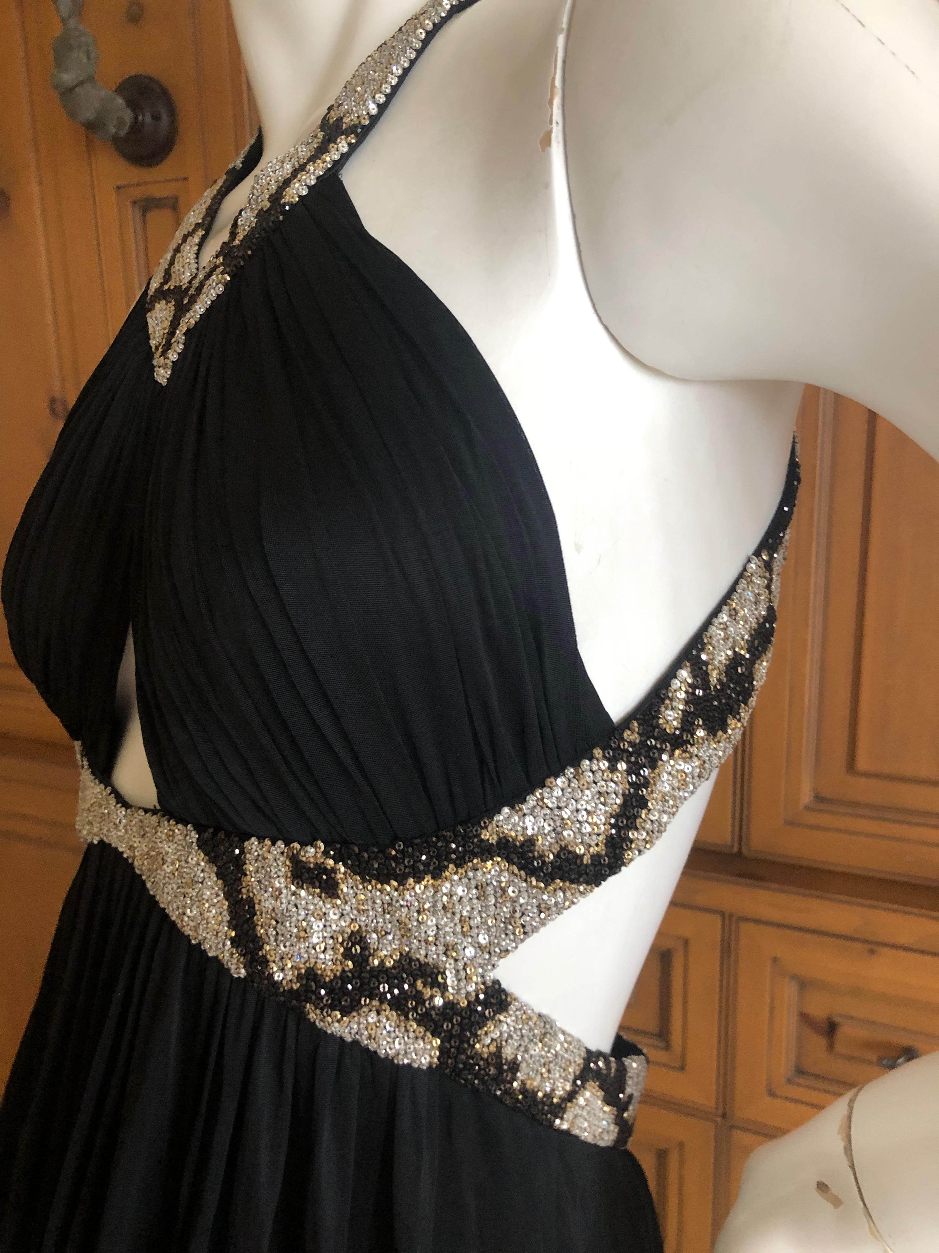 Roberto Cavalli by Dundas Sexyback Black Dress w Swarovski Crystal Beaded Trim 3