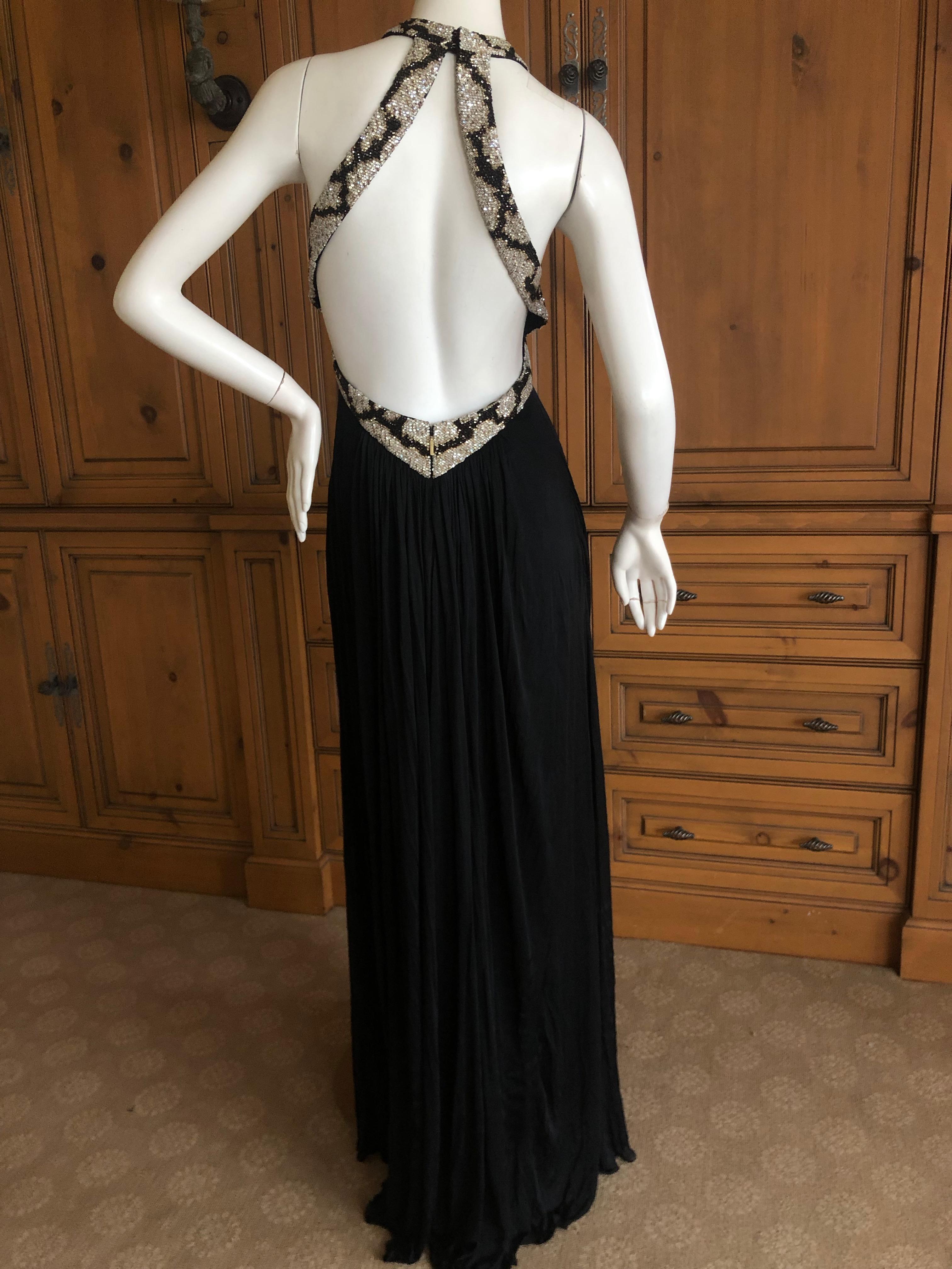 Roberto Cavalli by Dundas Sexyback Black Dress w Swarovski Crystal Beaded Trim 4