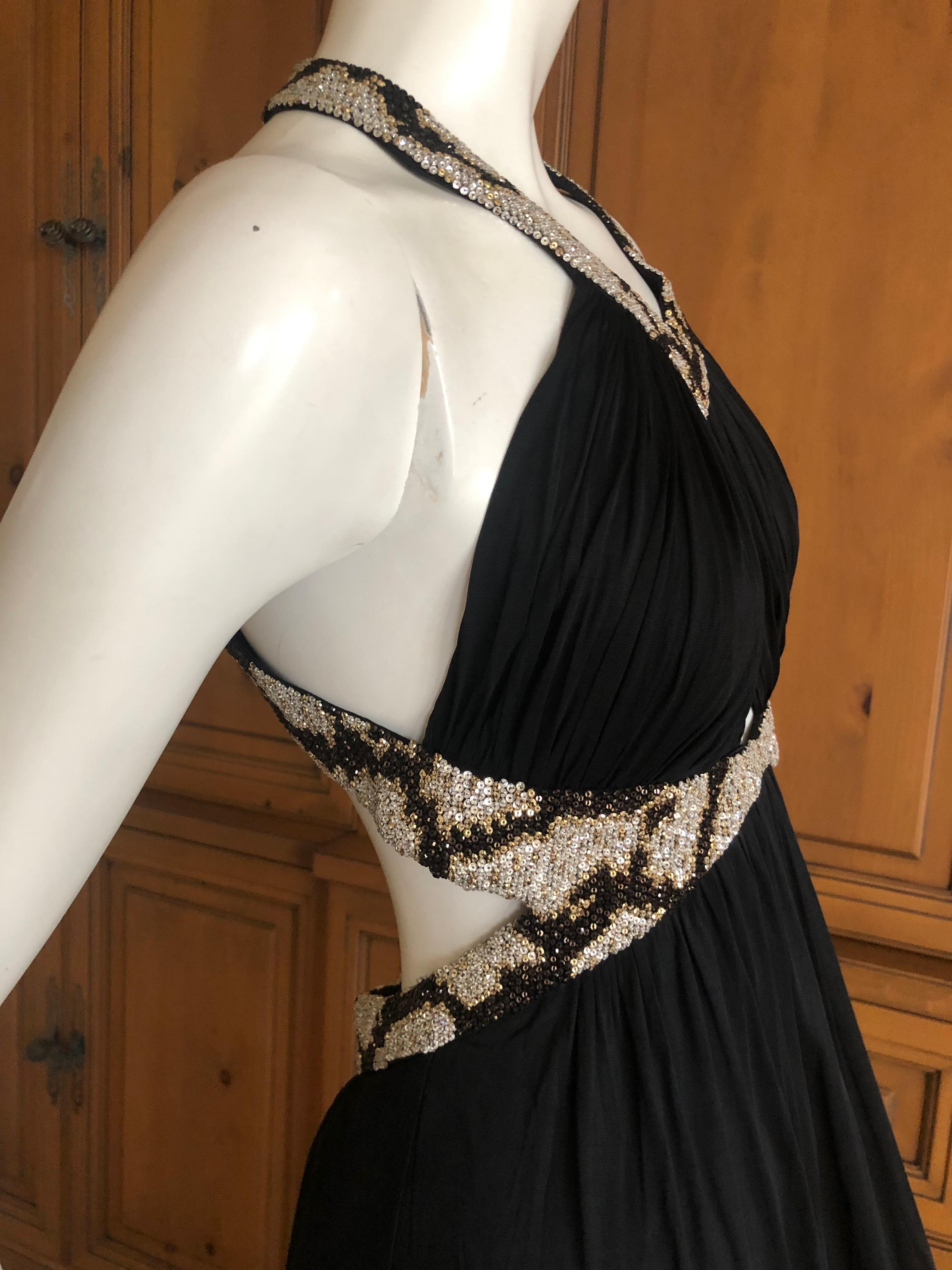 Roberto Cavalli by Dundas Sexyback Black Dress w Swarovski Crystal Beaded Trim 5