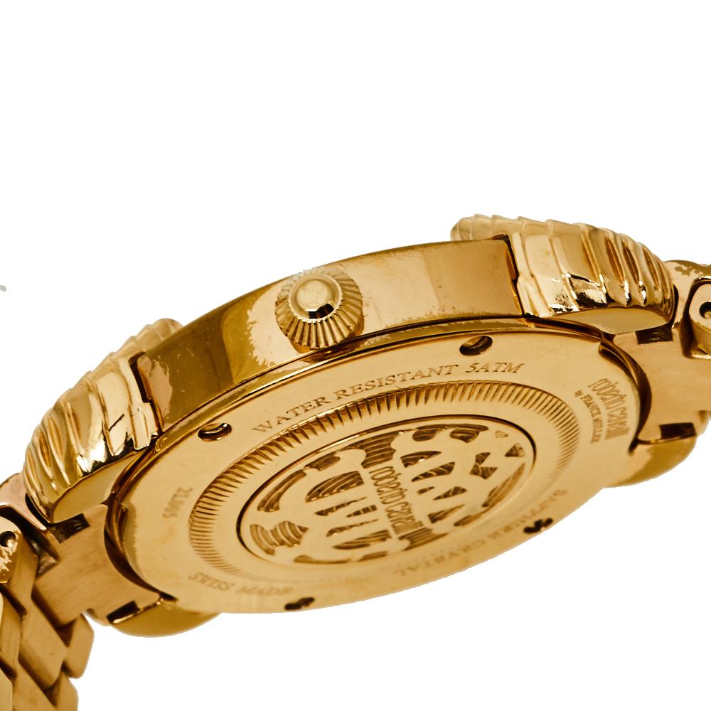 Contemporary Roberto Cavalli By Frank Muller Green Gold Diamond Women's Wristwatch 34mm