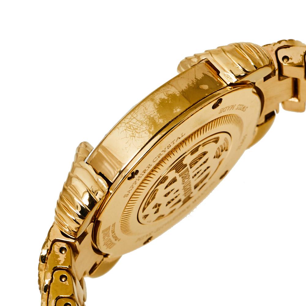 Roberto Cavalli By Frank Muller Green Gold Diamond Women's Wristwatch 34mm In Good Condition In Dubai, Al Qouz 2