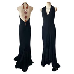 Roberto Cavalli c. 2010 Gemstone Necklace Halter Gown