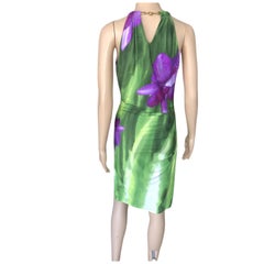 Roberto Cavalli c. 2011 Snake Embellished Neckline Floral Print Dress
