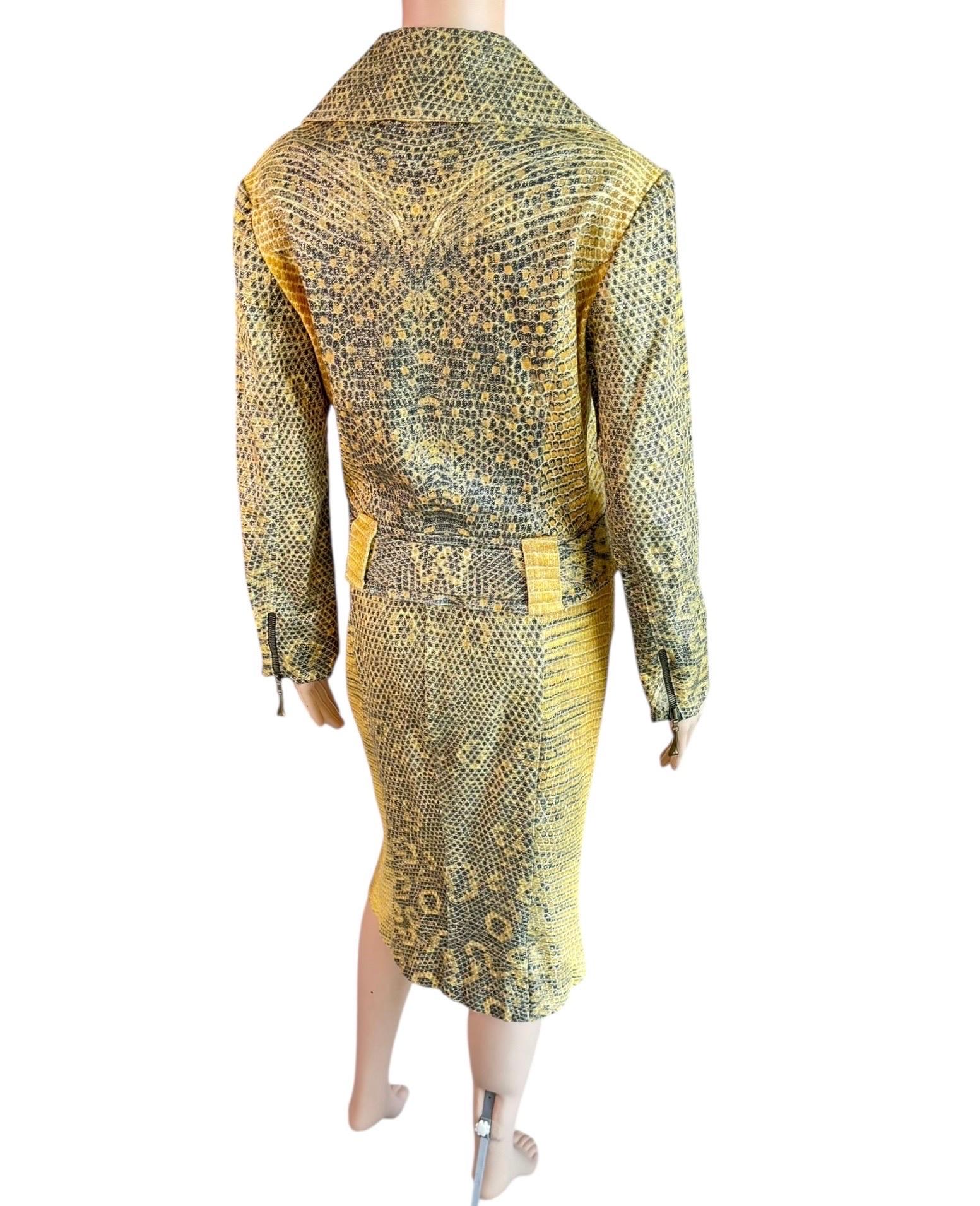 Roberto Cavalli c.1998 Biker Jacket Coat & Skirt 2 Piece Set Suit Ensemble For Sale 7