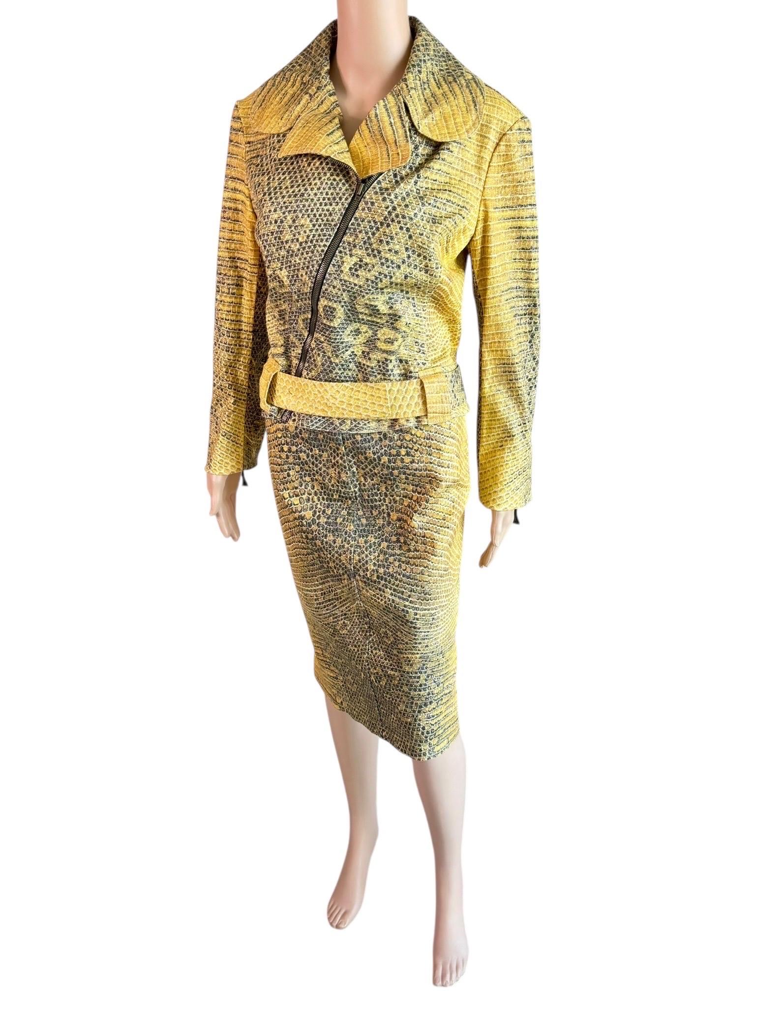Roberto Cavalli c.1998 Biker Jacket Coat & Skirt 2 Piece Set Suit Ensemble For Sale 8