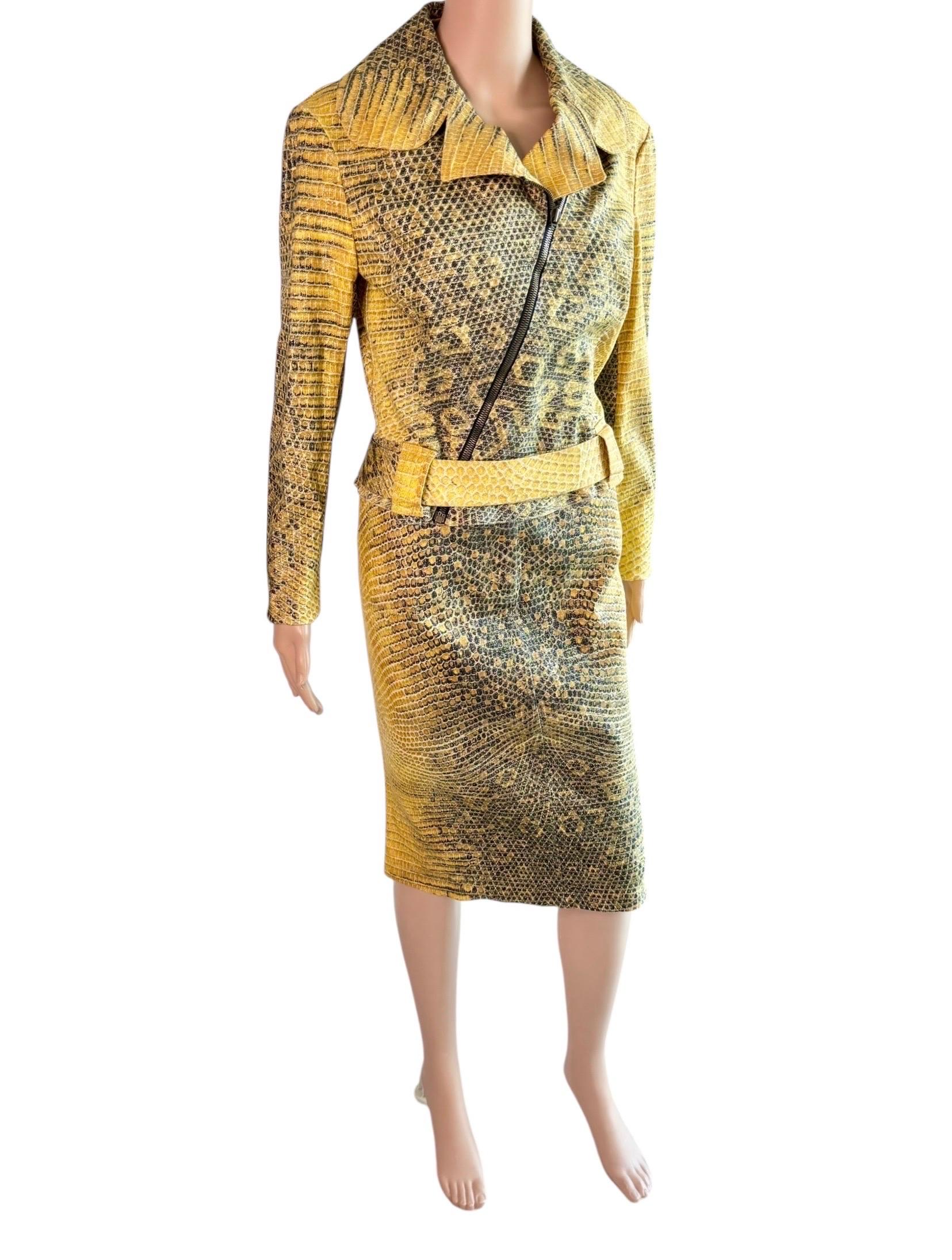 Roberto Cavalli c.1998 Biker Jacket Coat & Skirt 2 Piece Set Suit Ensemble For Sale 9