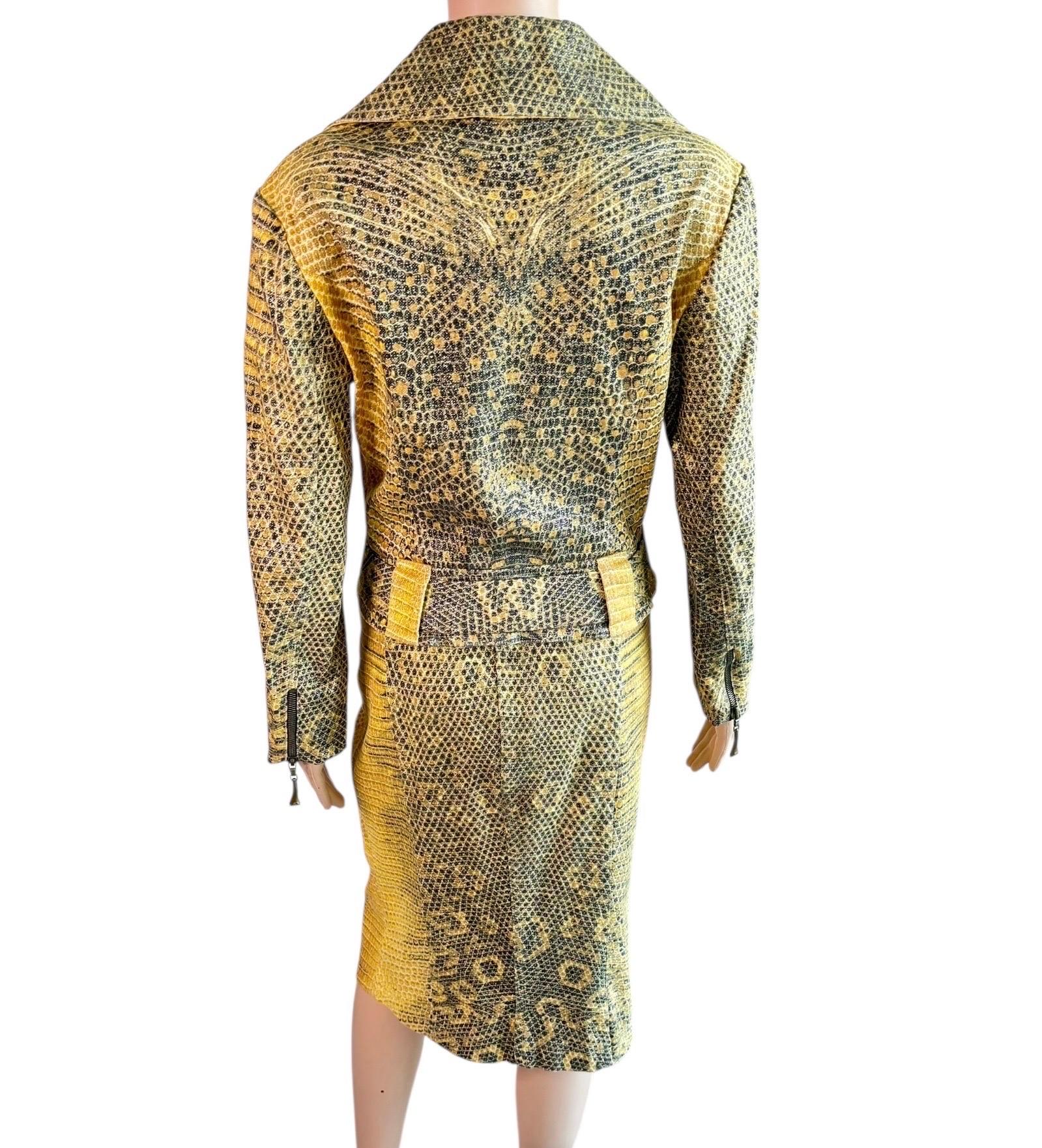 Roberto Cavalli c.1998 Biker Jacket Coat & Skirt 2 Piece Set Suit Ensemble For Sale 10