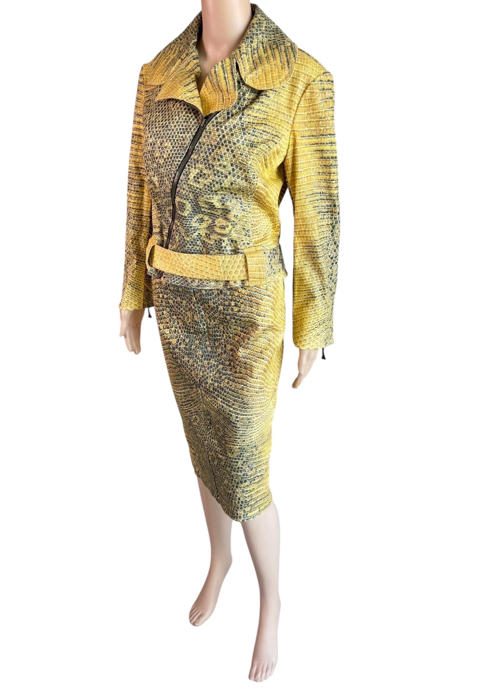 Roberto Cavalli c.1998 Biker Jacket Coat & Skirt 2 Piece Set Suit Ensemble For Sale 11