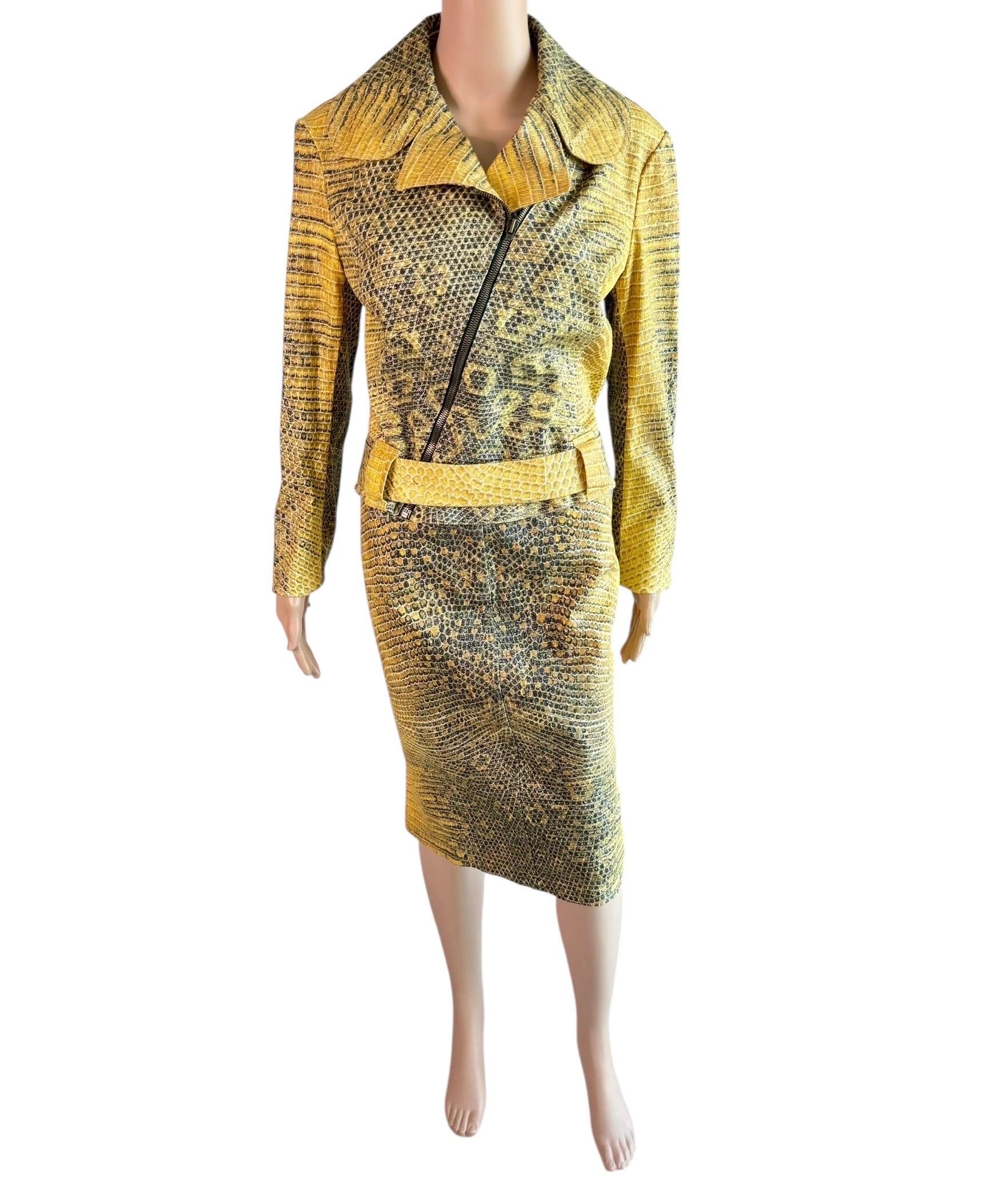 Roberto Cavalli c.1998 Biker Jacket Coat & Skirt 2 Piece Set Suit Ensemble For Sale 13