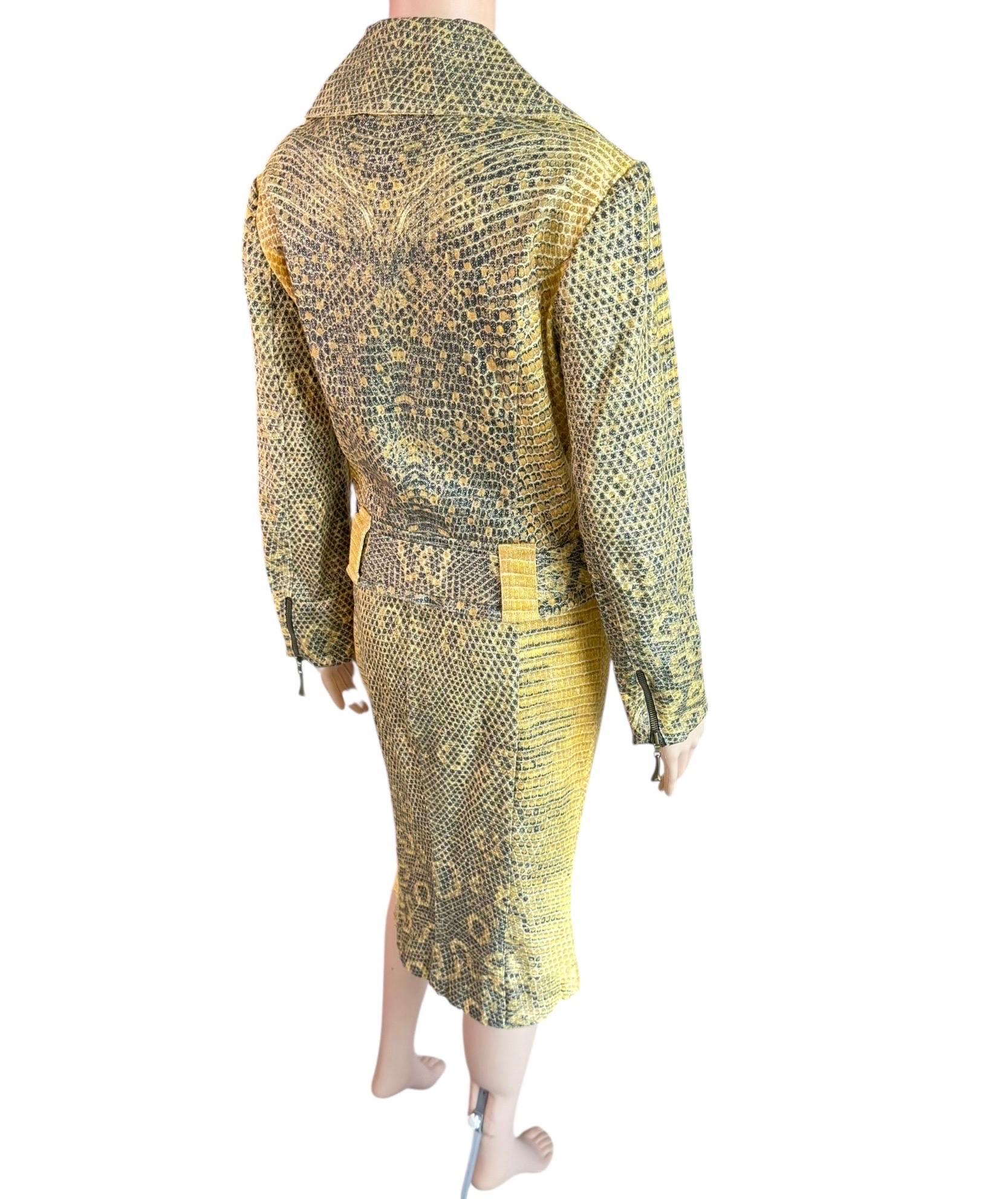 Roberto Cavalli c.1998 Biker Jacket Coat & Skirt 2 Piece Set Suit Ensemble For Sale 14