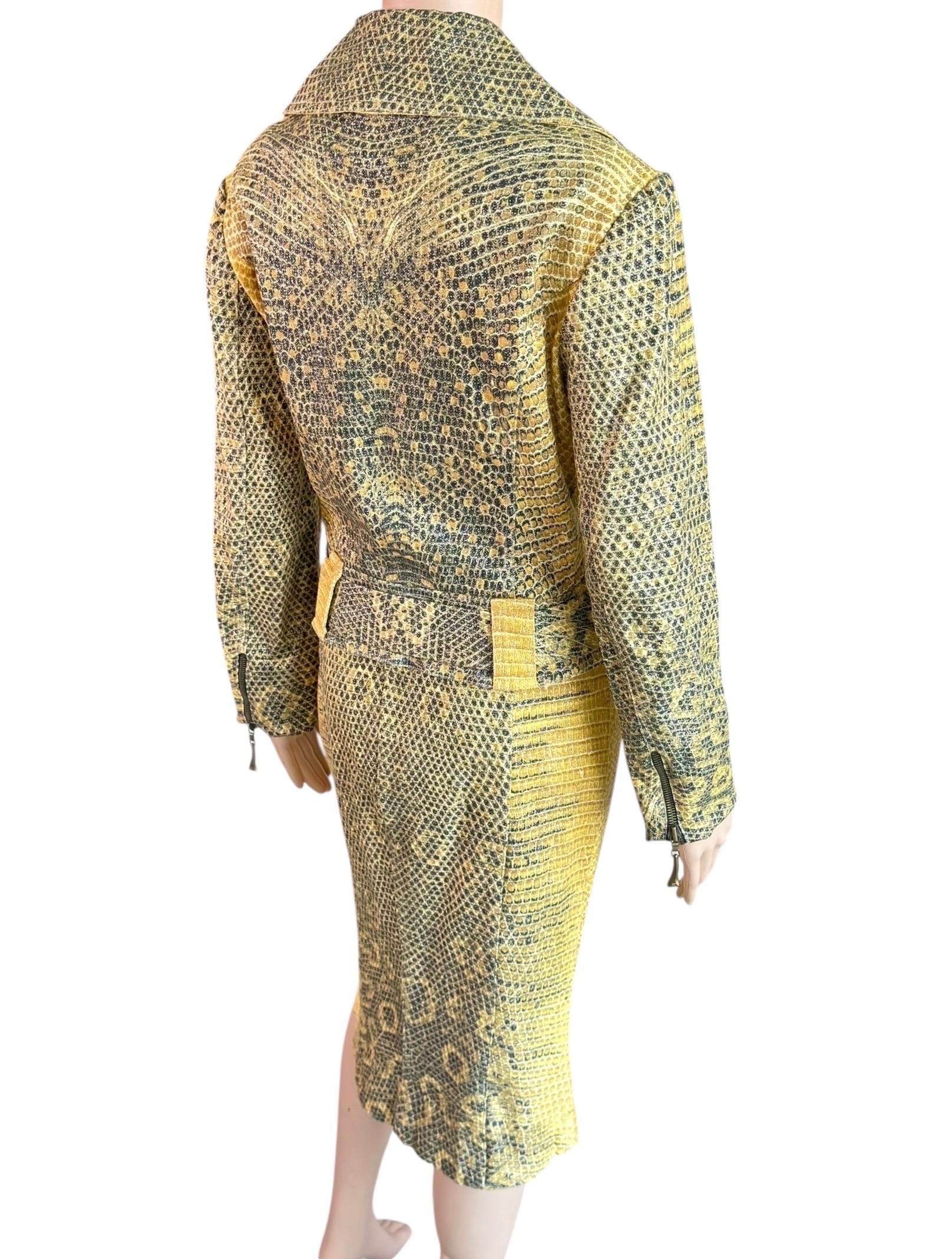 Roberto Cavalli c.1998 Biker Jacket Coat & Skirt 2 Piece Set Suit Ensemble For Sale 1