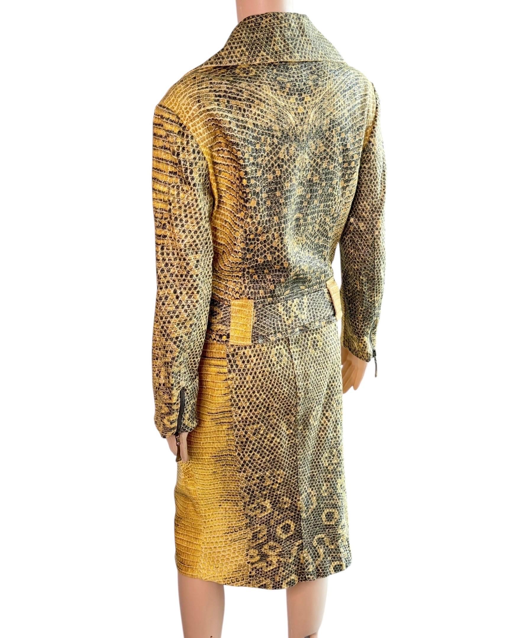 Roberto Cavalli c.1998 Biker Jacket Coat & Skirt 2 Piece Set Suit Ensemble For Sale 3
