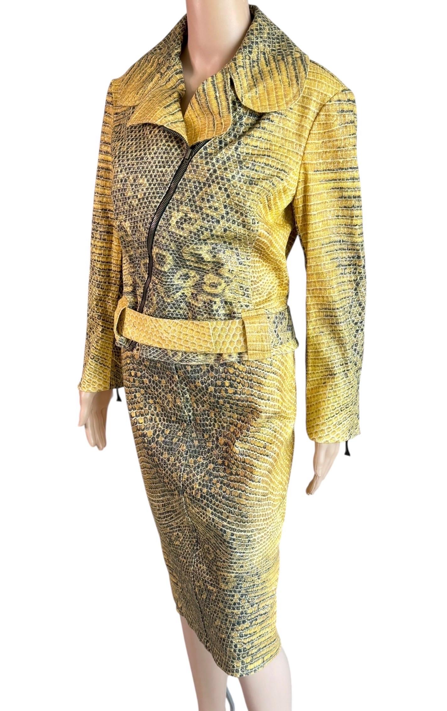 Roberto Cavalli c.1998 Biker Jacket Coat & Skirt 2 Piece Set Suit Ensemble For Sale 4
