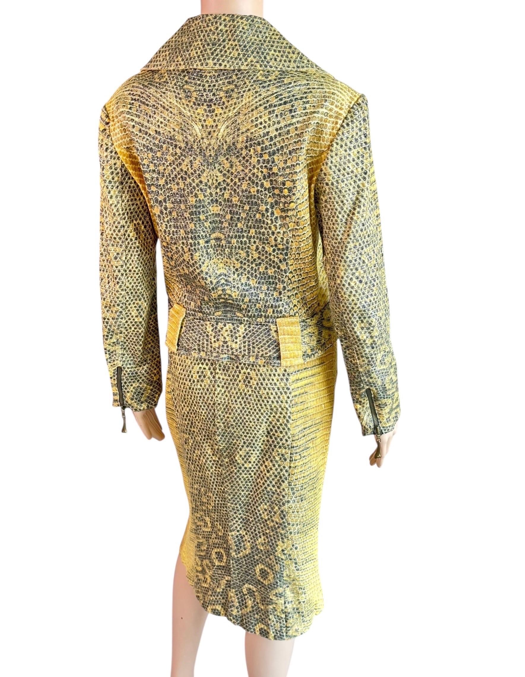 Roberto Cavalli c.1998 Biker Jacket Coat & Skirt 2 Piece Set Suit Ensemble For Sale 5
