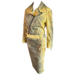 Roberto Cavalli c.1998 Biker Jacket Coat & Skirt 2 Piece Set Suit Ensemble