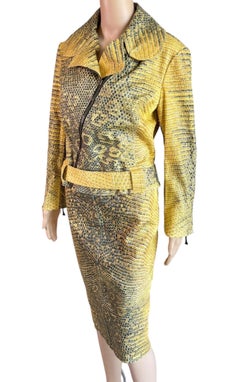 Roberto Cavalli c.1998 Biker Jacket Coat & Skirt 2 Piece Set Suit Ensemble