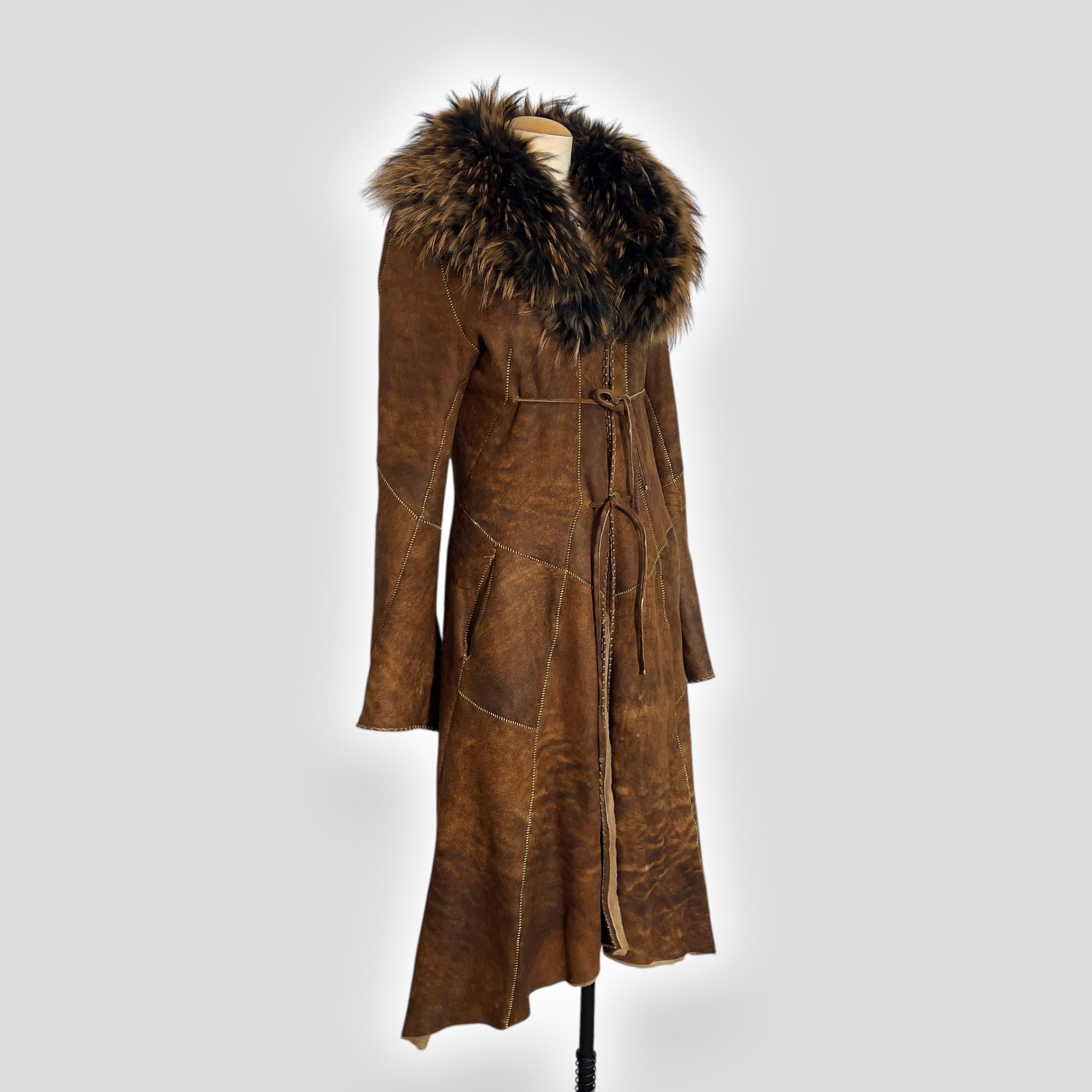 Brown Roberto Cavalli C2000 reversible shearling fur coat