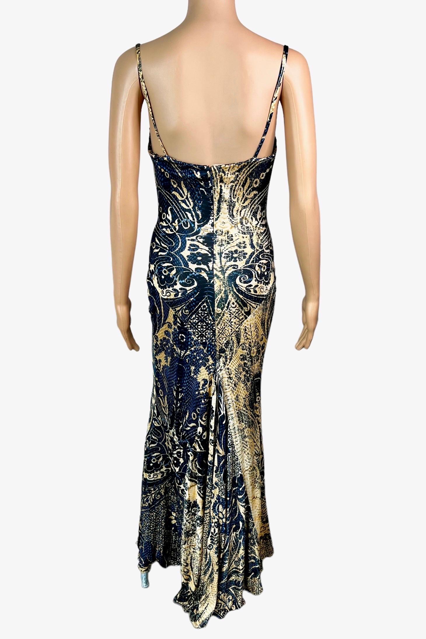 Roberto Cavalli c.2005 Bustier Bra Abstract Print Maxi Evening Dress Gown For Sale 3