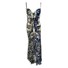 Roberto Cavalli c.2005 Bustier Bra Stampa astratta Maxi Abito da sera