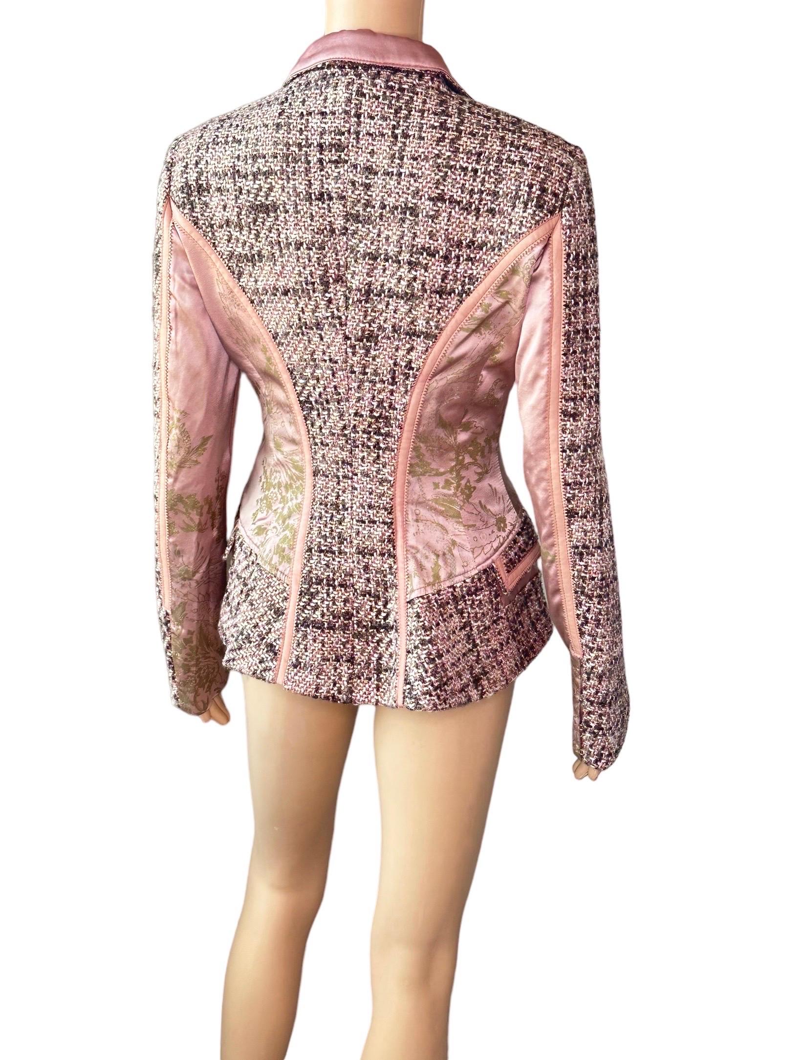 Roberto Cavalli c.2005 Bustier Tweed Lace Up Corset Top & Blazer 2 Piece Set  For Sale 14