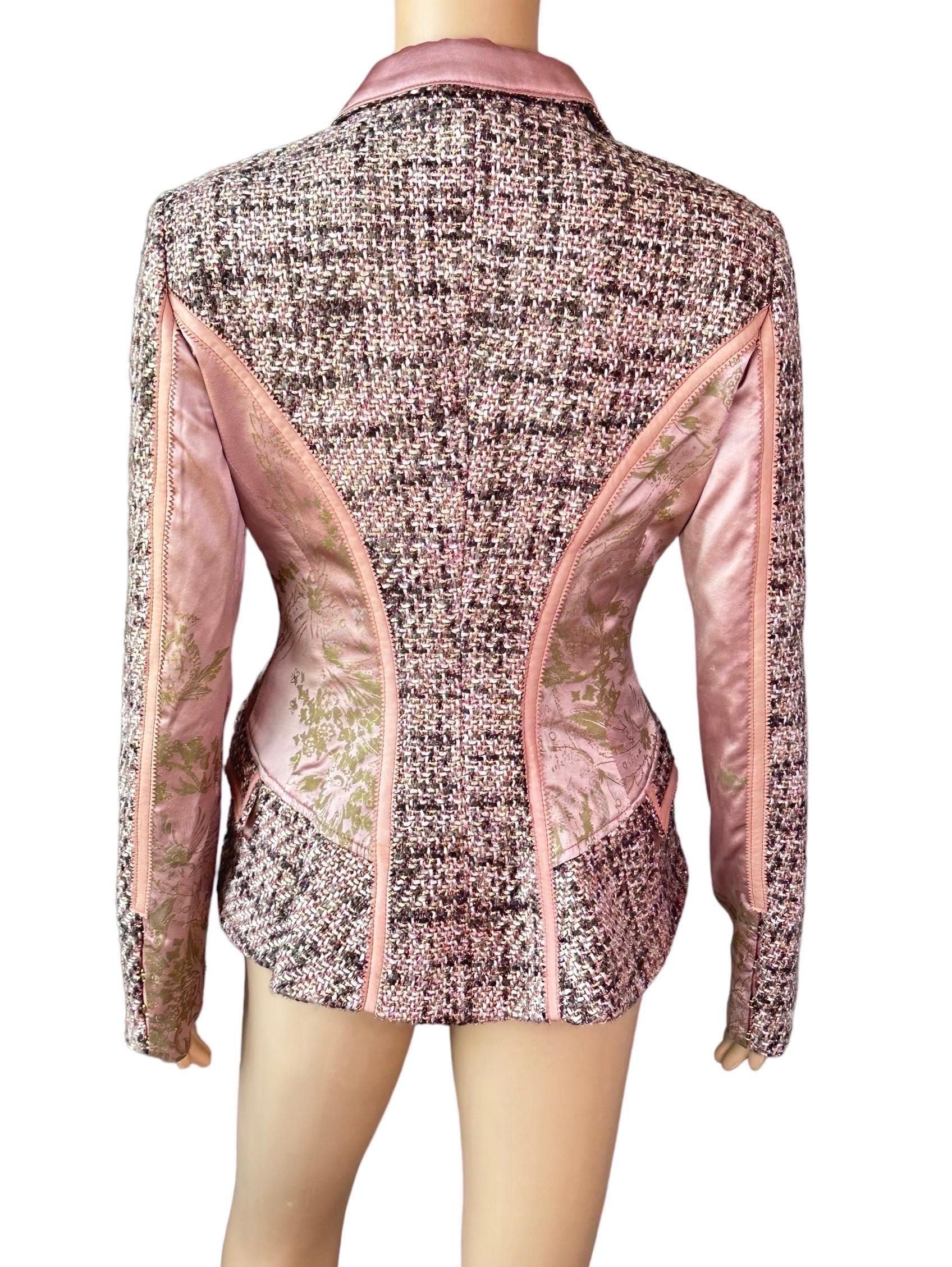 Roberto Cavalli c.2005 Bustier Tweed Lace Up Corset Top & Blazer 2 Pieces Set  en vente 1