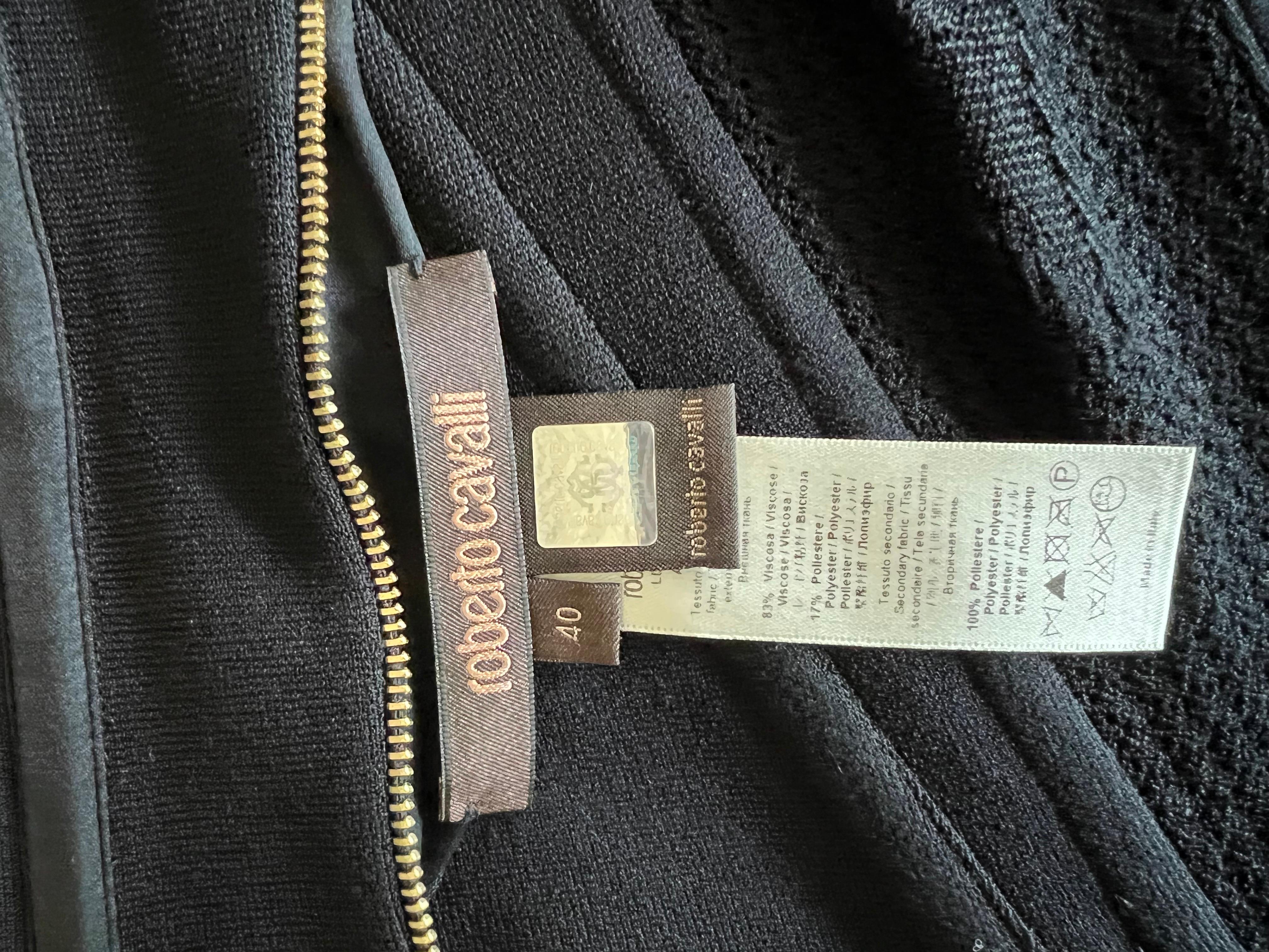 Women's Roberto Cavalli c.2008 Bustier Sequin Embellished Sheer Knit Black Corset Top For Sale