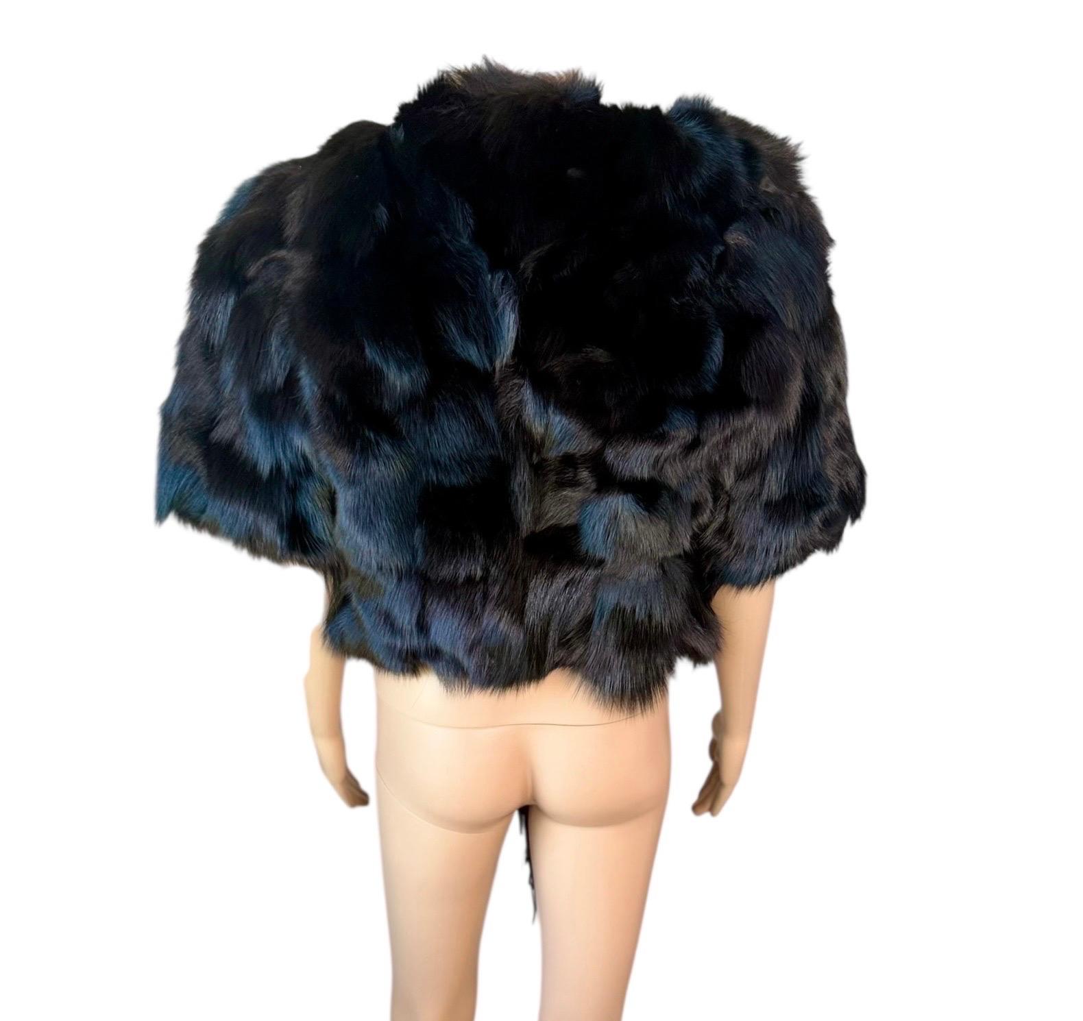 Roberto Cavalli c.2016 Pelliccia di visone, volpe e pecora con frange, Giacca Bolero con frange, C.C. in vendita 5