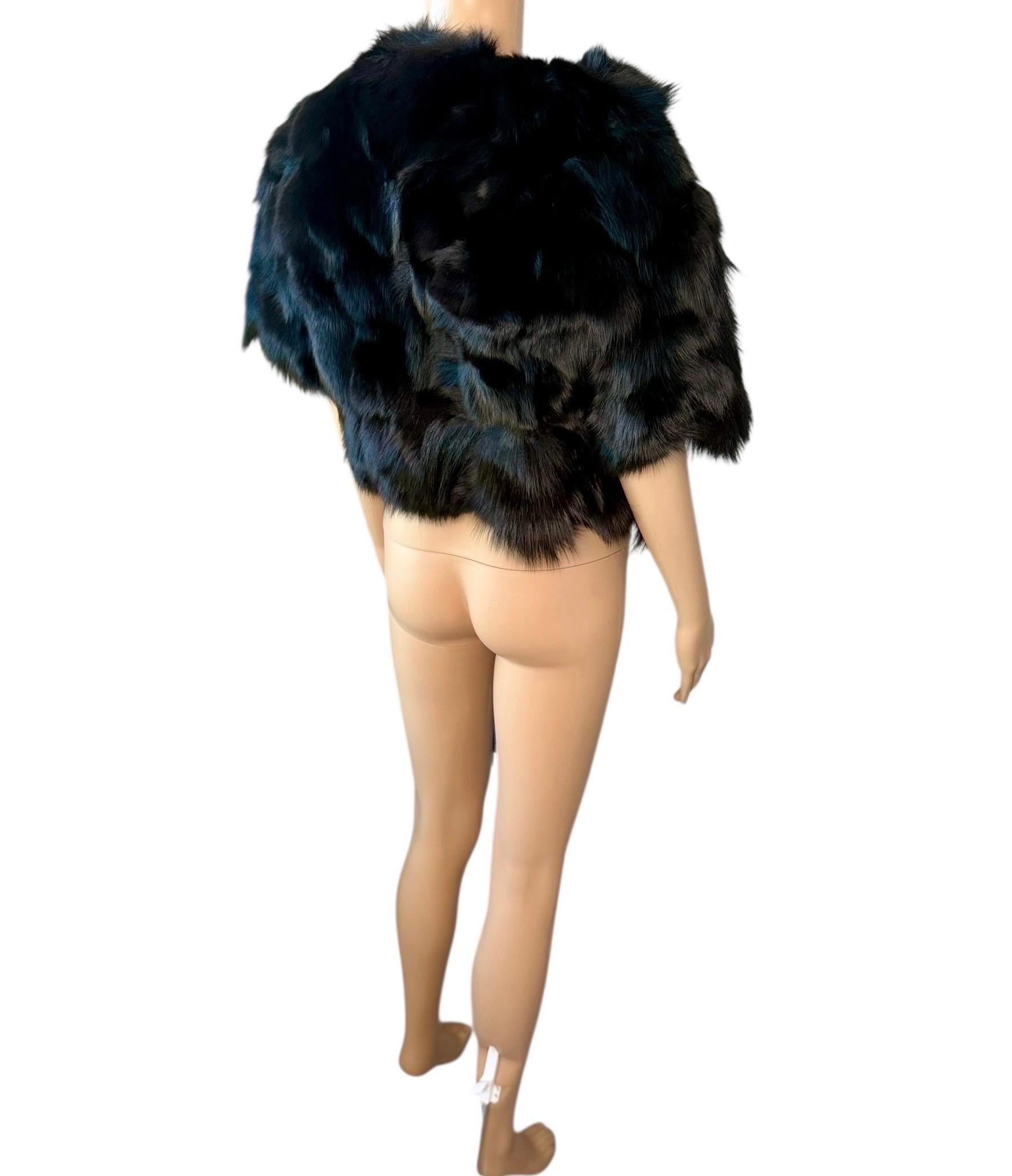 Roberto Cavalli c.2016 Pelliccia di visone, volpe e pecora con frange, Giacca Bolero con frange, C.C. in vendita 10