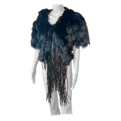 Roberto Cavalli c.2016 Mink Fox Sheep Fur Fringed Cropped Bolero Jacket Coat