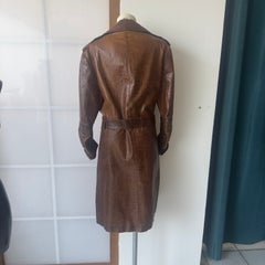 Roberto Cavalli Brown Crocodile-Print Leather Coat, Late 1990s
