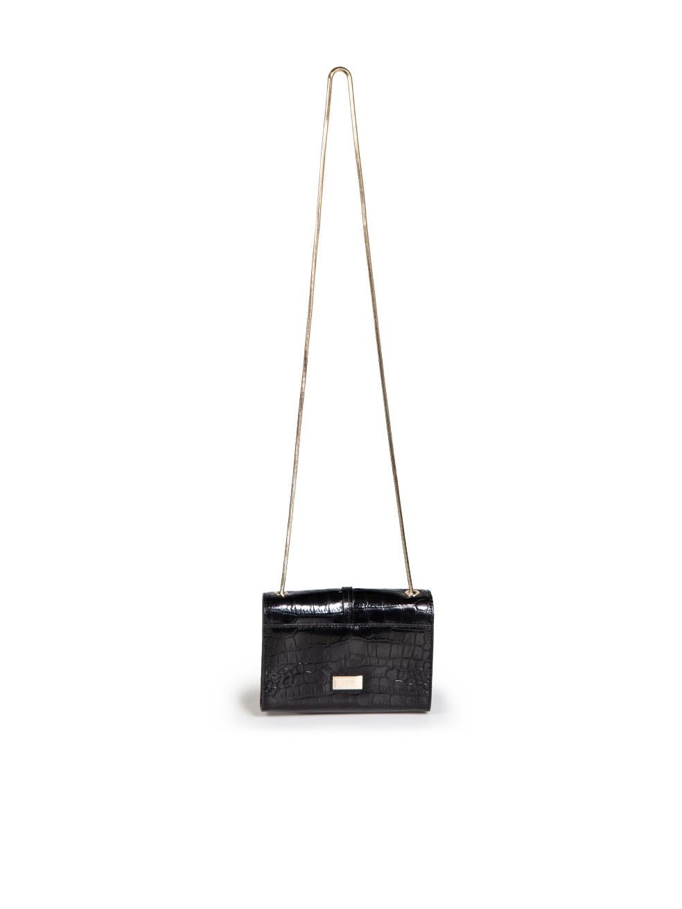 Roberto Cavalli Cavalli Class Black Leather Embossed Mini Bag In Good Condition In London, GB