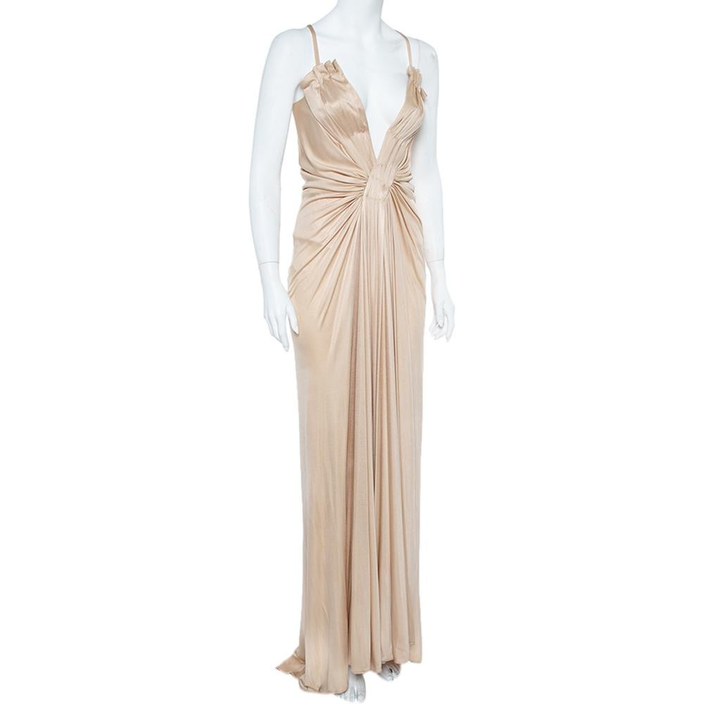 cream evening gown